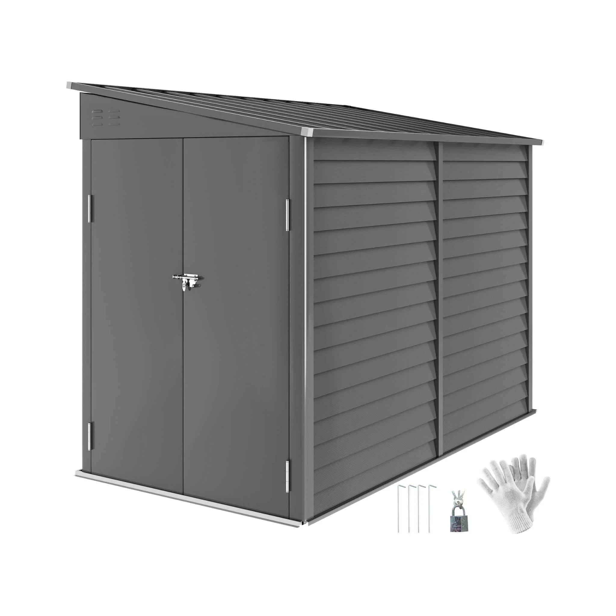 5FT x 9FT Heavy-Duty Outdoor Galvanized Steel Storage Shed with Lockable Doors - Image 10