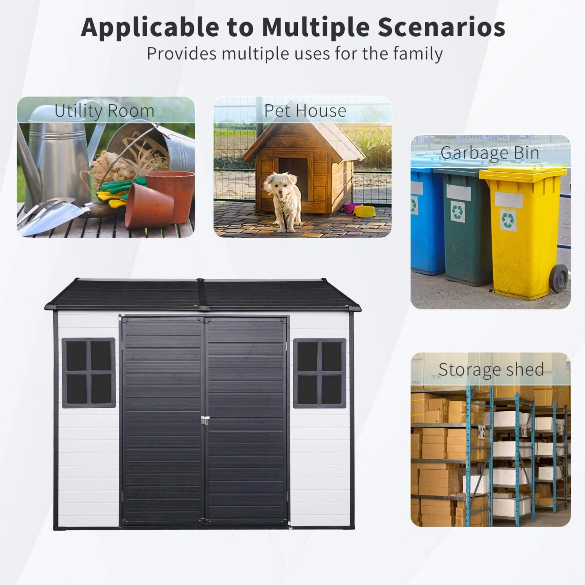 6' x 8' FT Alora Heavy-Duty Outdoor Resin Storage Shed With Lockable Doors And Built-In Floor - Image 6