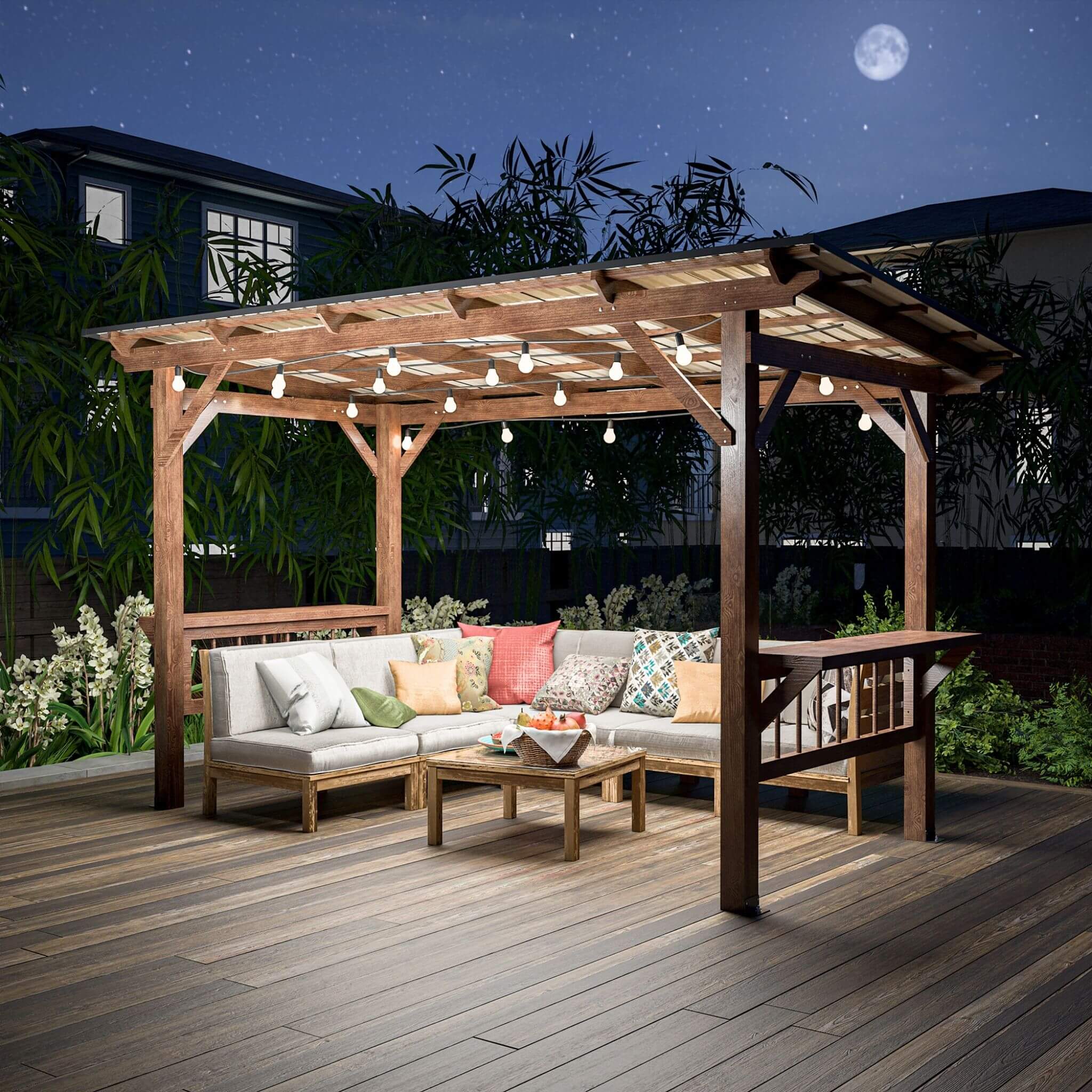 6' x 13' Alora Durable Outdoor Hardtop BBQ Grill Shelter Gazebo With Shelves - Image 4