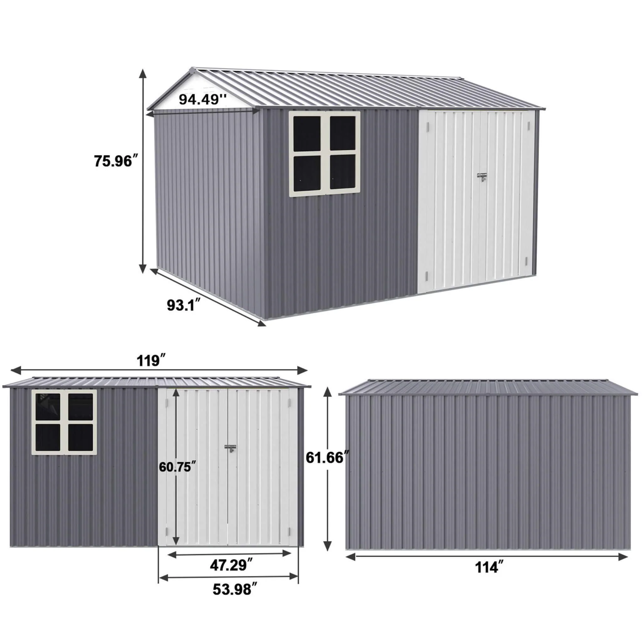8FT x 10FT Alora Outdoor Garden Tool Shed with Thickened Galvanized Steel, Sloped Roof, Vents and Double Lockable Doors - Image 10