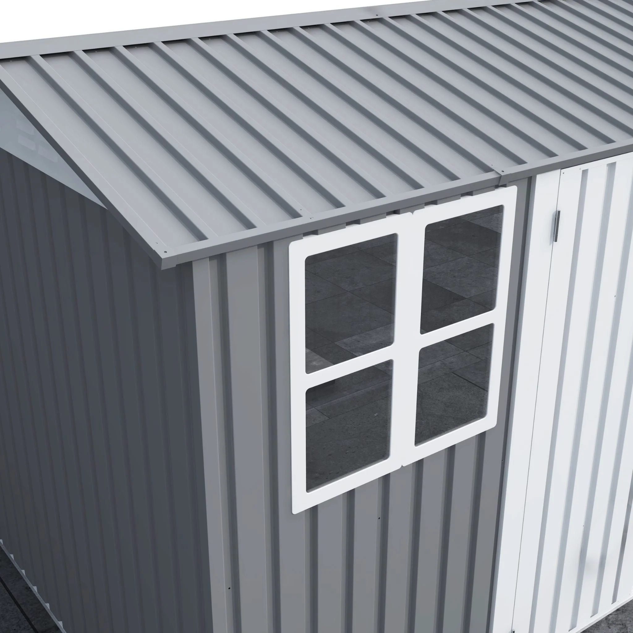8FT x 10FT Alora Outdoor Garden Tool Shed with Thickened Galvanized Steel, Sloped Roof, Vents and Double Lockable Doors - Image 4