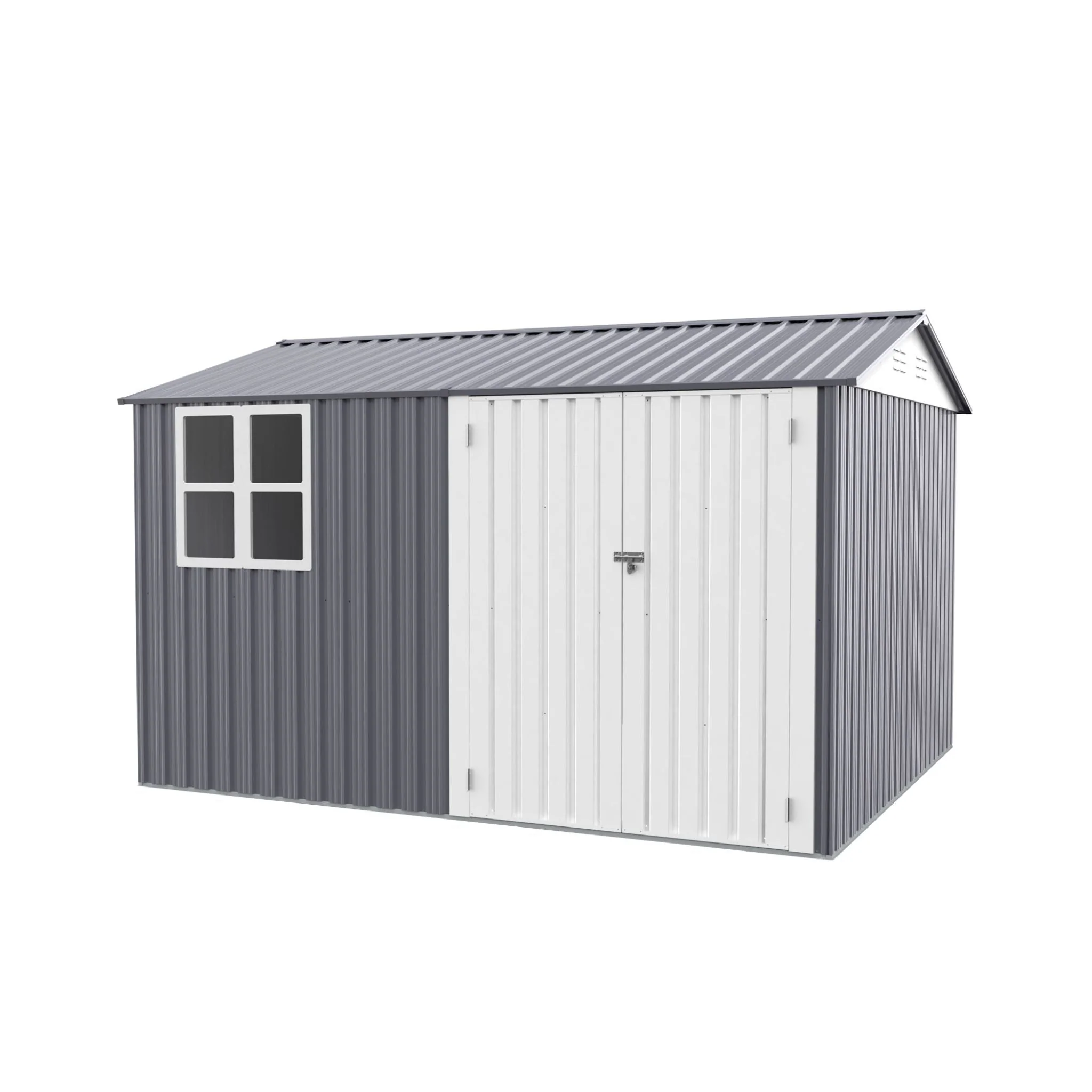 8FT x 10FT Alora Outdoor Garden Tool Shed with Thickened Galvanized Steel, Sloped Roof, Vents and Double Lockable Doors - Image 9