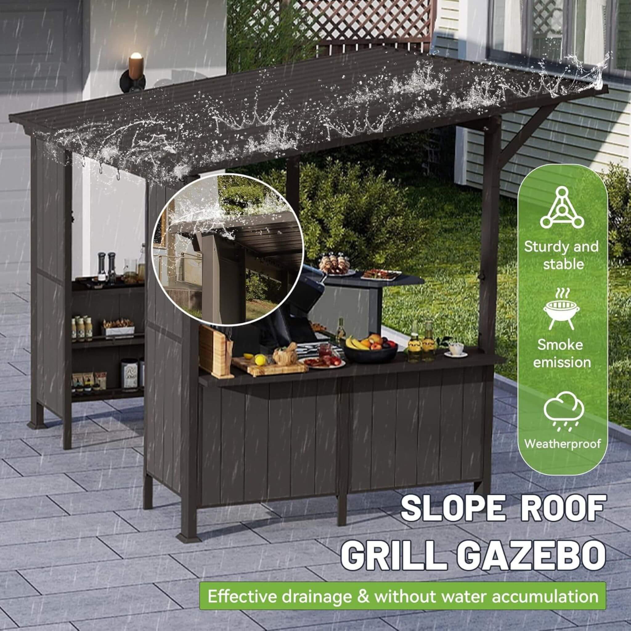 9' x 10' FT Alora Premium Outdoor Hardtop Grill Gazebo With Shelves - Image 4