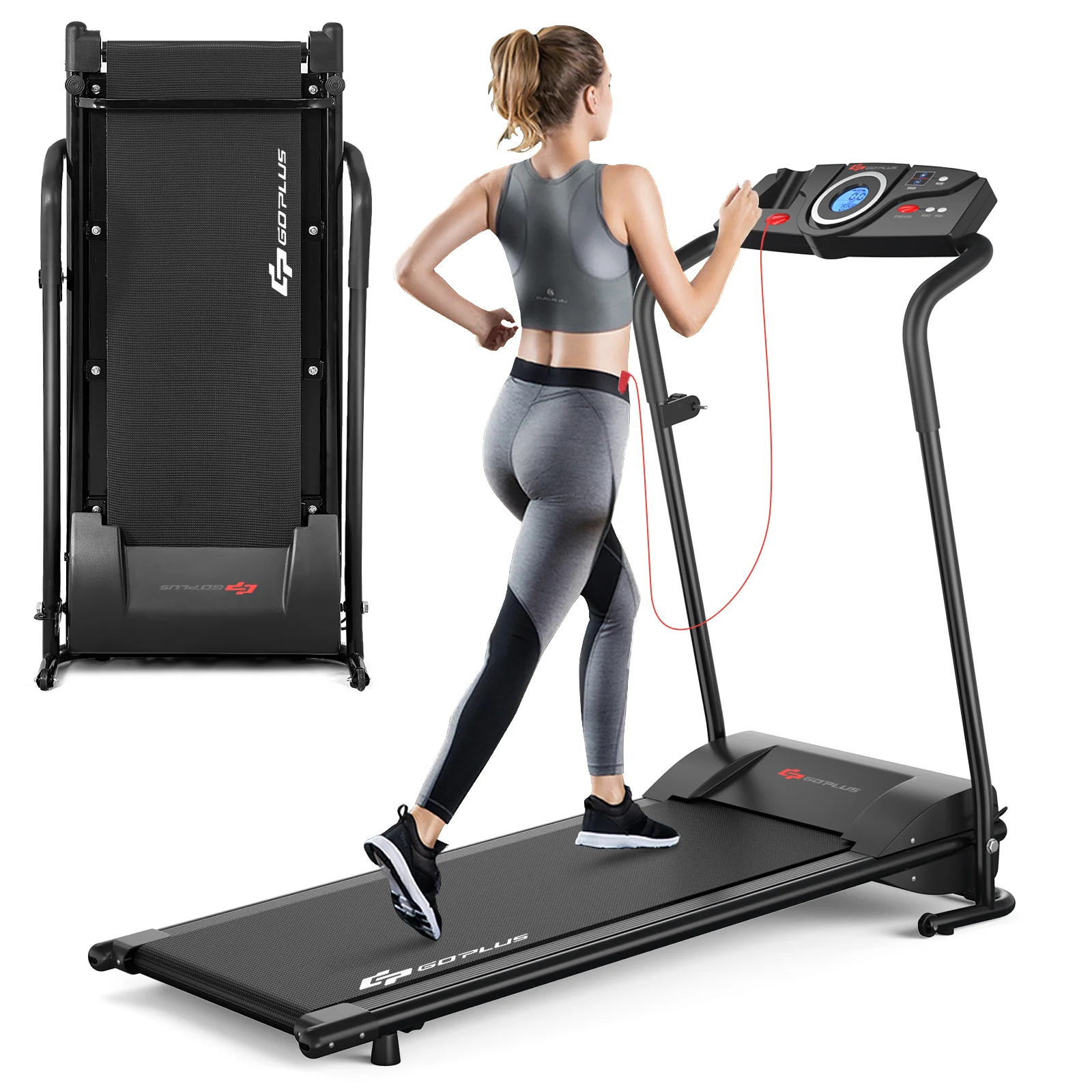 1.0 HP Electric Mobile Power Foldable Treadmill with Operation Display for Home - Image 4