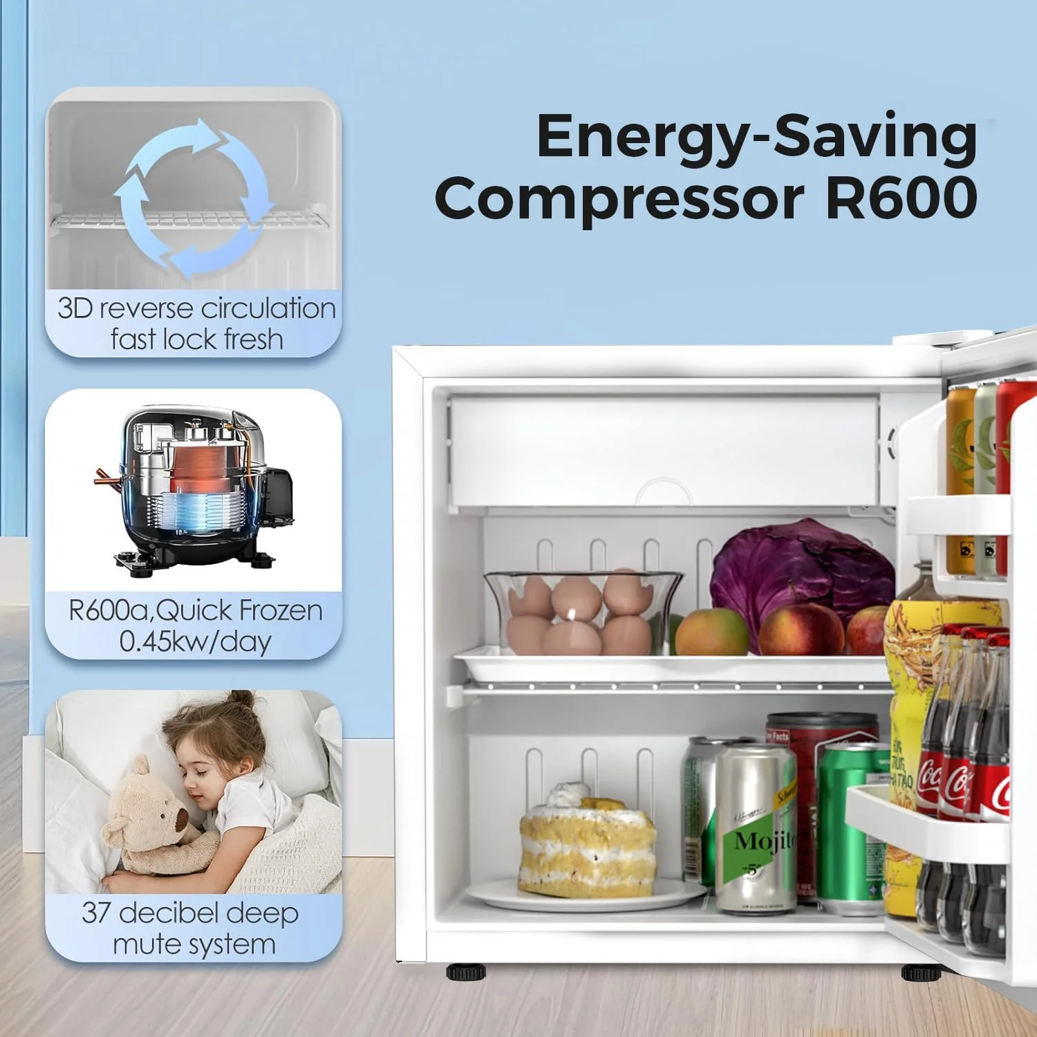 1.6 2.6 3.2 CU FT Mini Fridge with Freezer - Image 10
