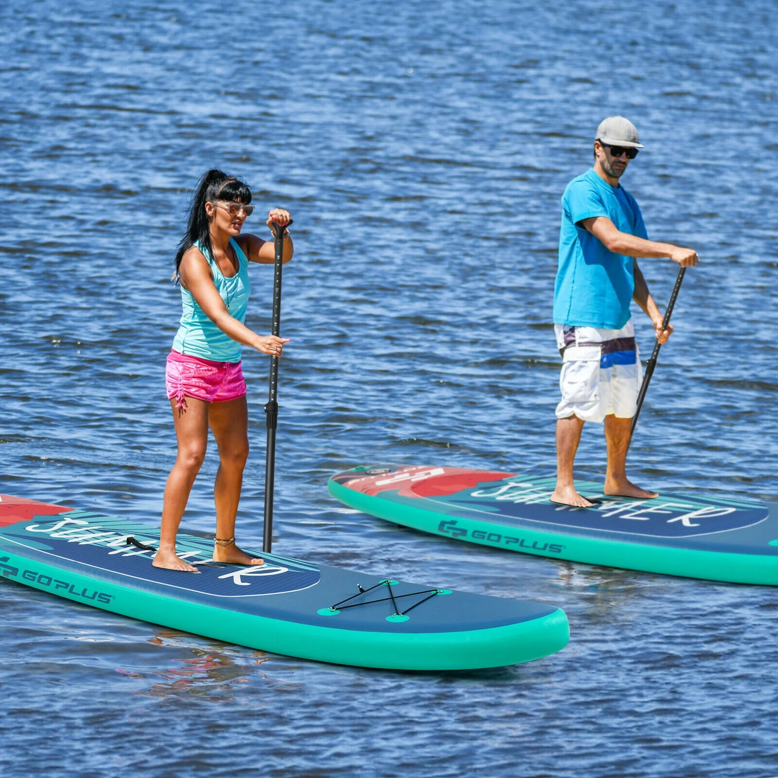 10 Feet Inflatable Stand Up Paddle Board with Backpack Leash Aluminum Paddle-M - Image 2