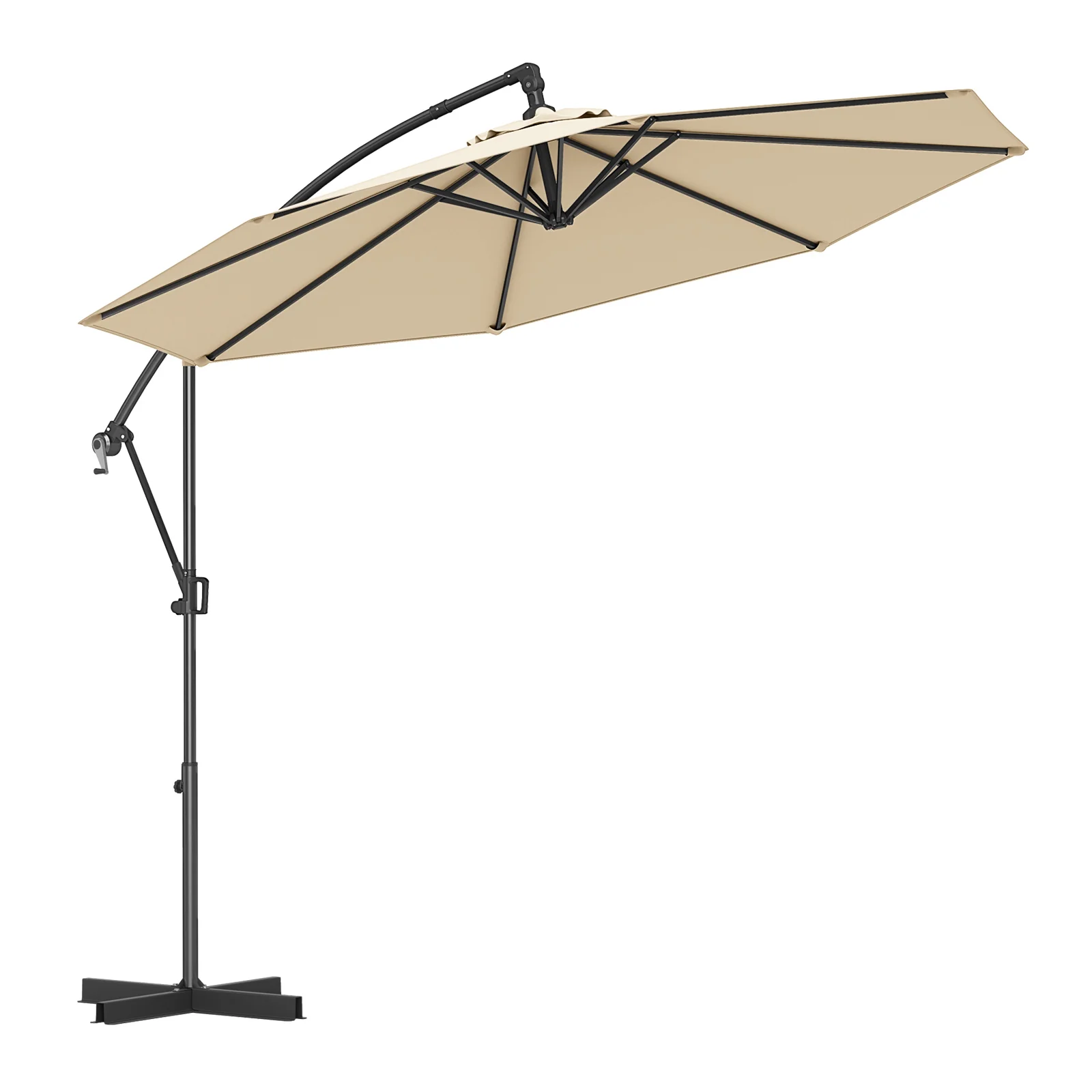 10 Feet Offset Hanging Umbrella with Base and Infinite Tilt - Image 11