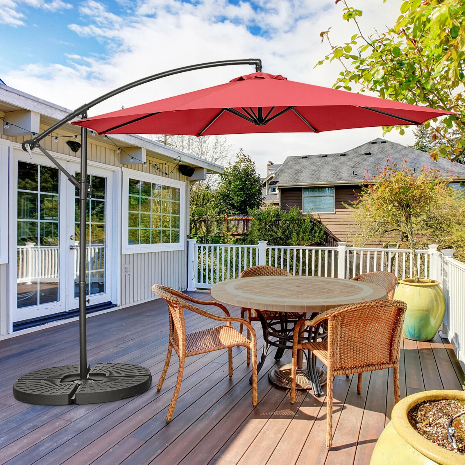 10 Feet Offset Umbrella with 8 Ribs Cantilever and Cross Base - Image 21