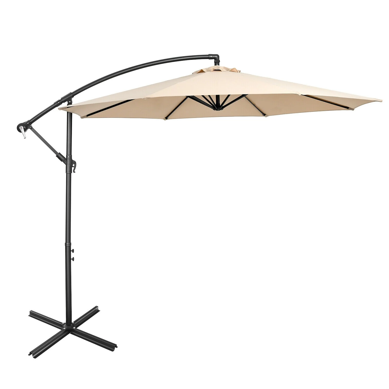 10 Feet Offset Umbrella with 8 Ribs Cantilever and Cross Base - Image 3