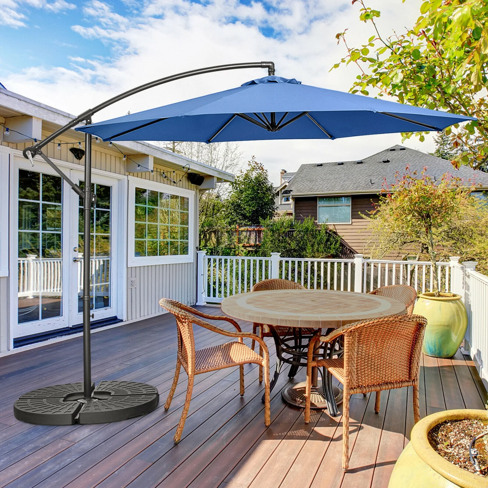 10 Feet Offset Umbrella with 8 Ribs Cantilever and Cross Base - Image 9