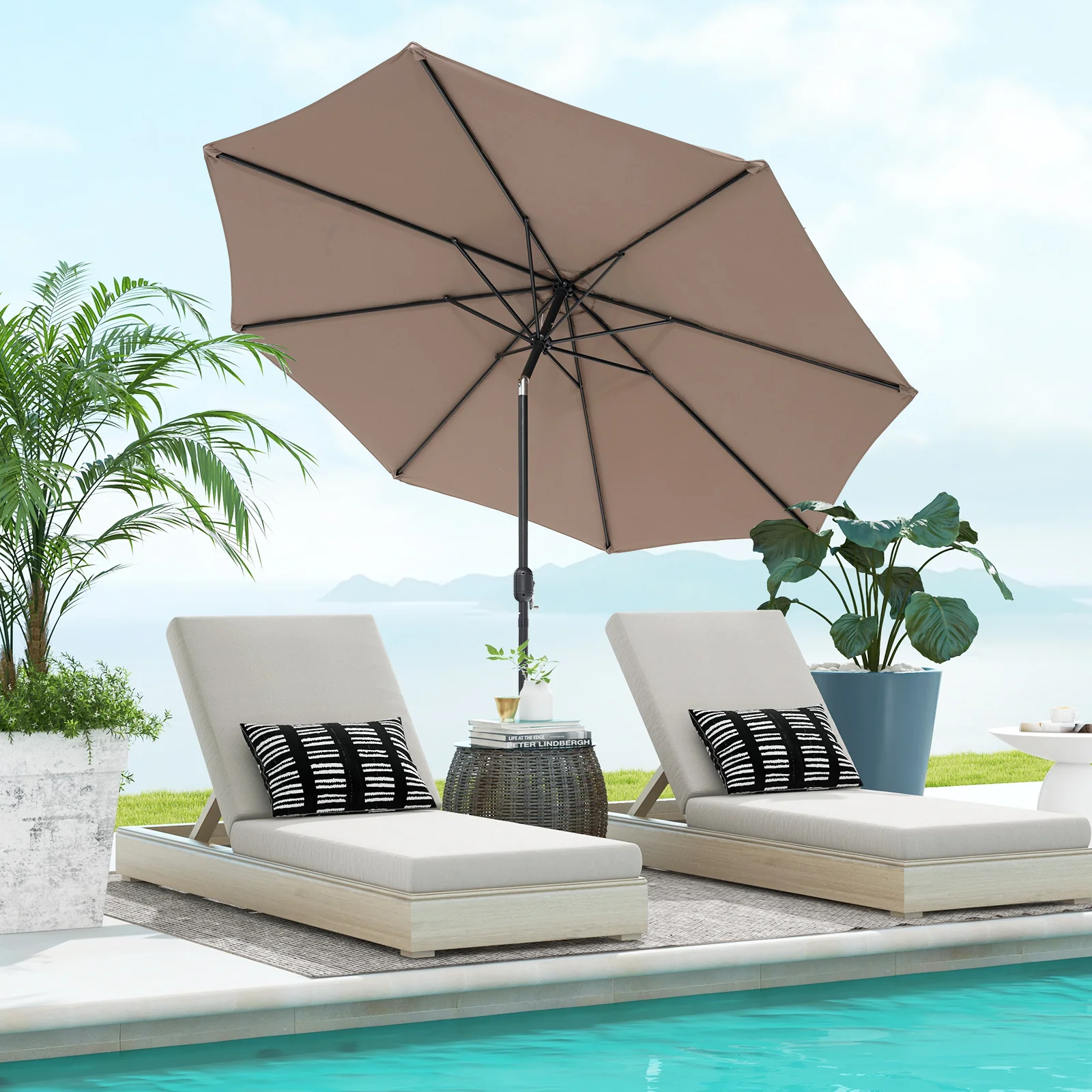 10 Feet Outdoor Patio Umbrella with Tilt Adjustment and Crank - Image 19