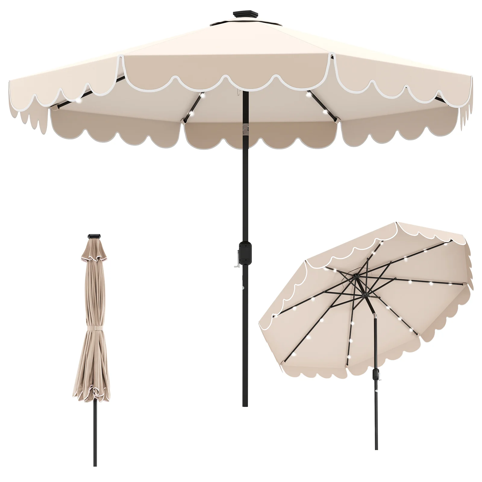10 Feet Solar Patio Umbrella with 24 LED Lights - Image 2