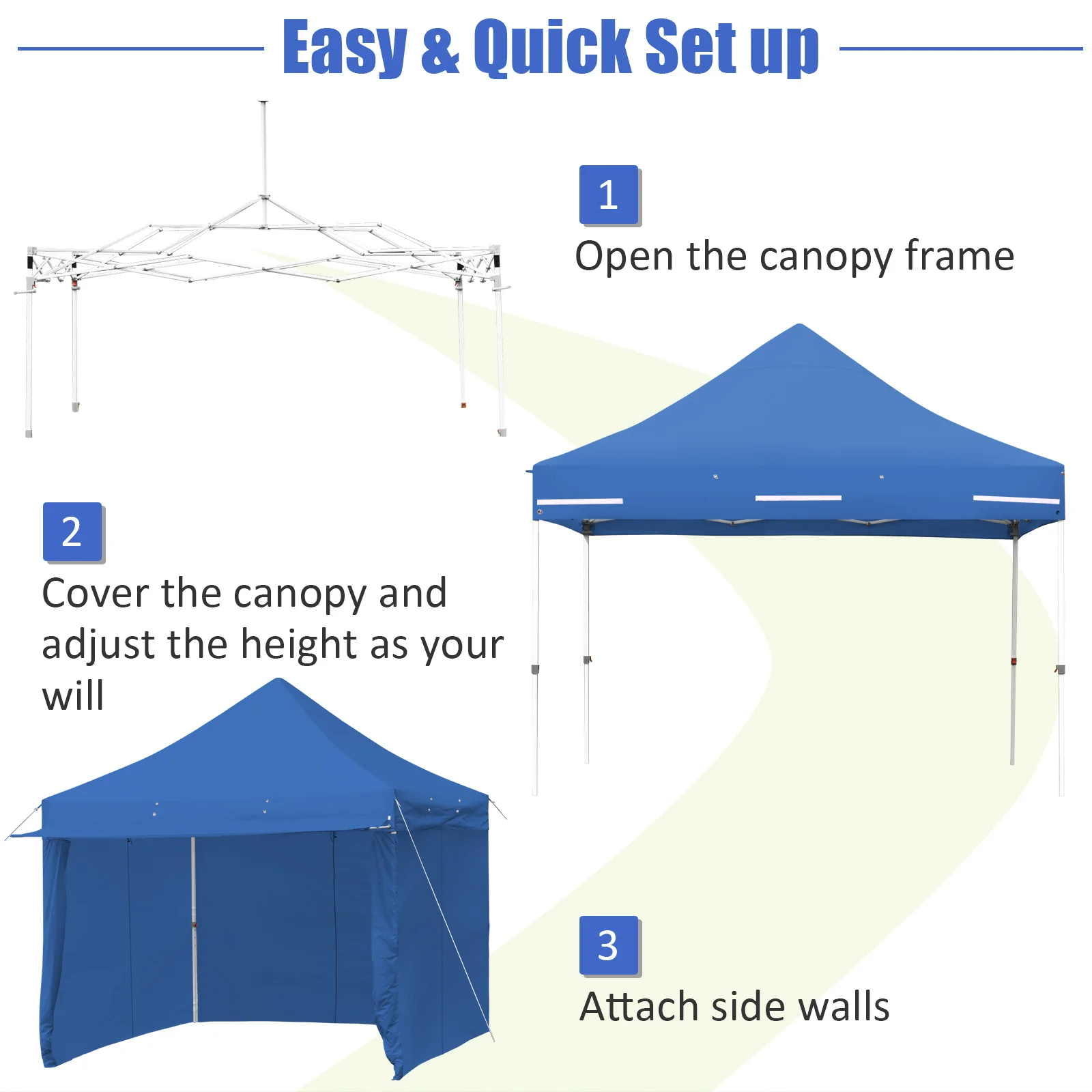 10' x 10' Feet Pop up Gazebo with 4 Height and Adjust Folding Awning - Image 19