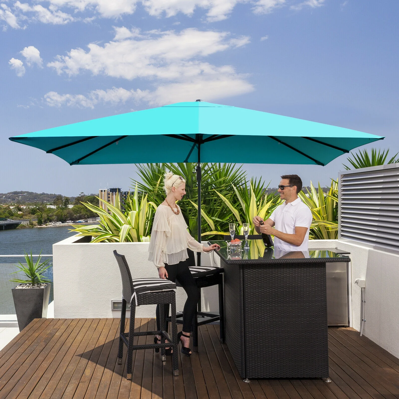 10 x 13 Feet Rectangular Cantilever Umbrella with 360° Rotation Function - Image 12