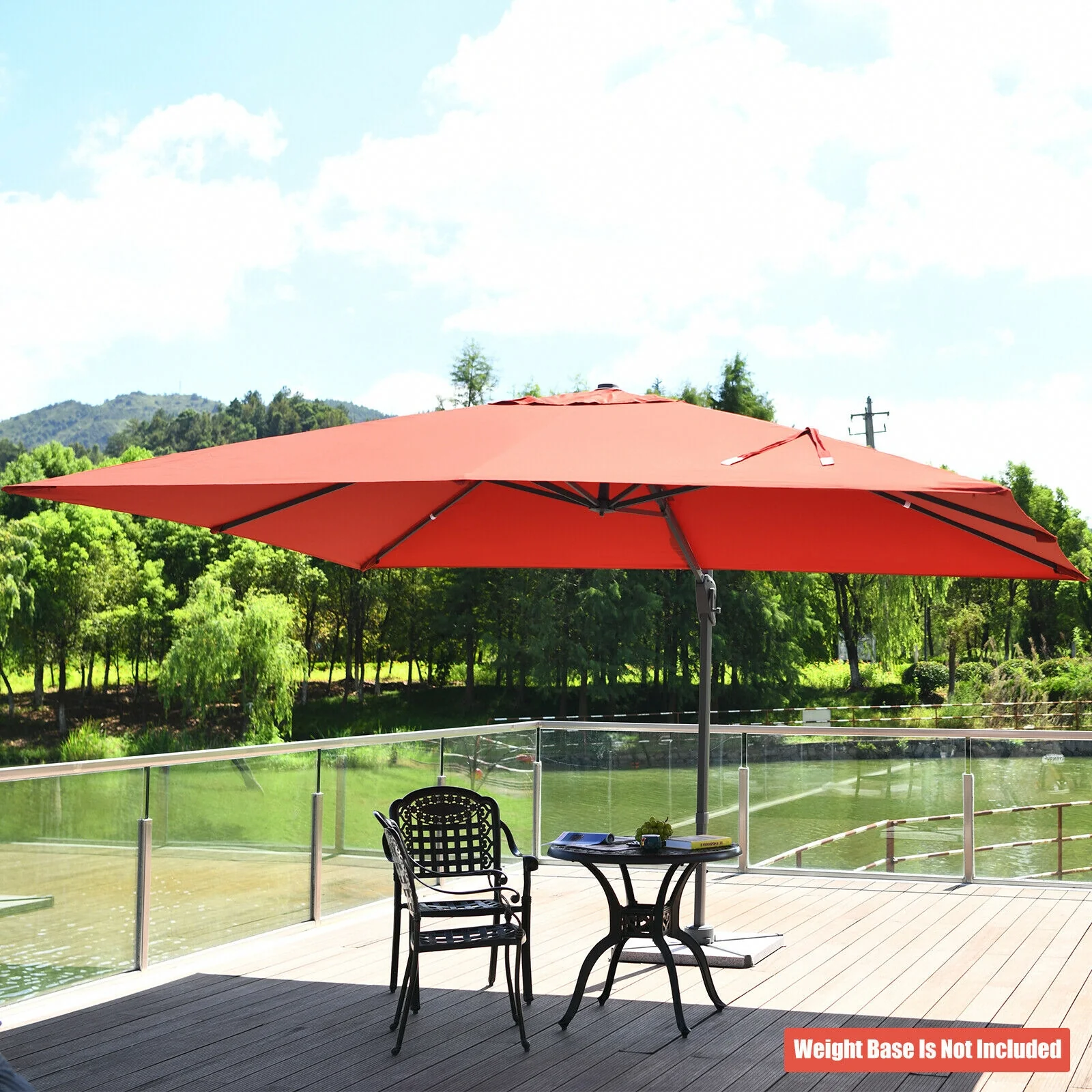 10 x 13 Feet Rectangular Cantilever Umbrella with 360° Rotation Function - Image 4