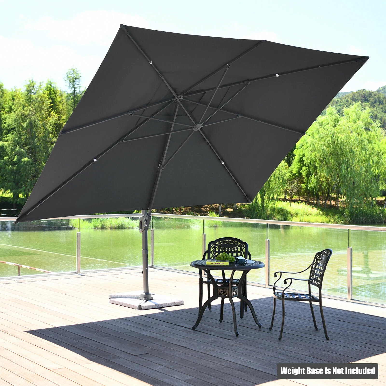 10 x 13 Feet Rectangular Cantilever Umbrella with 360° Rotation Function - Image 8