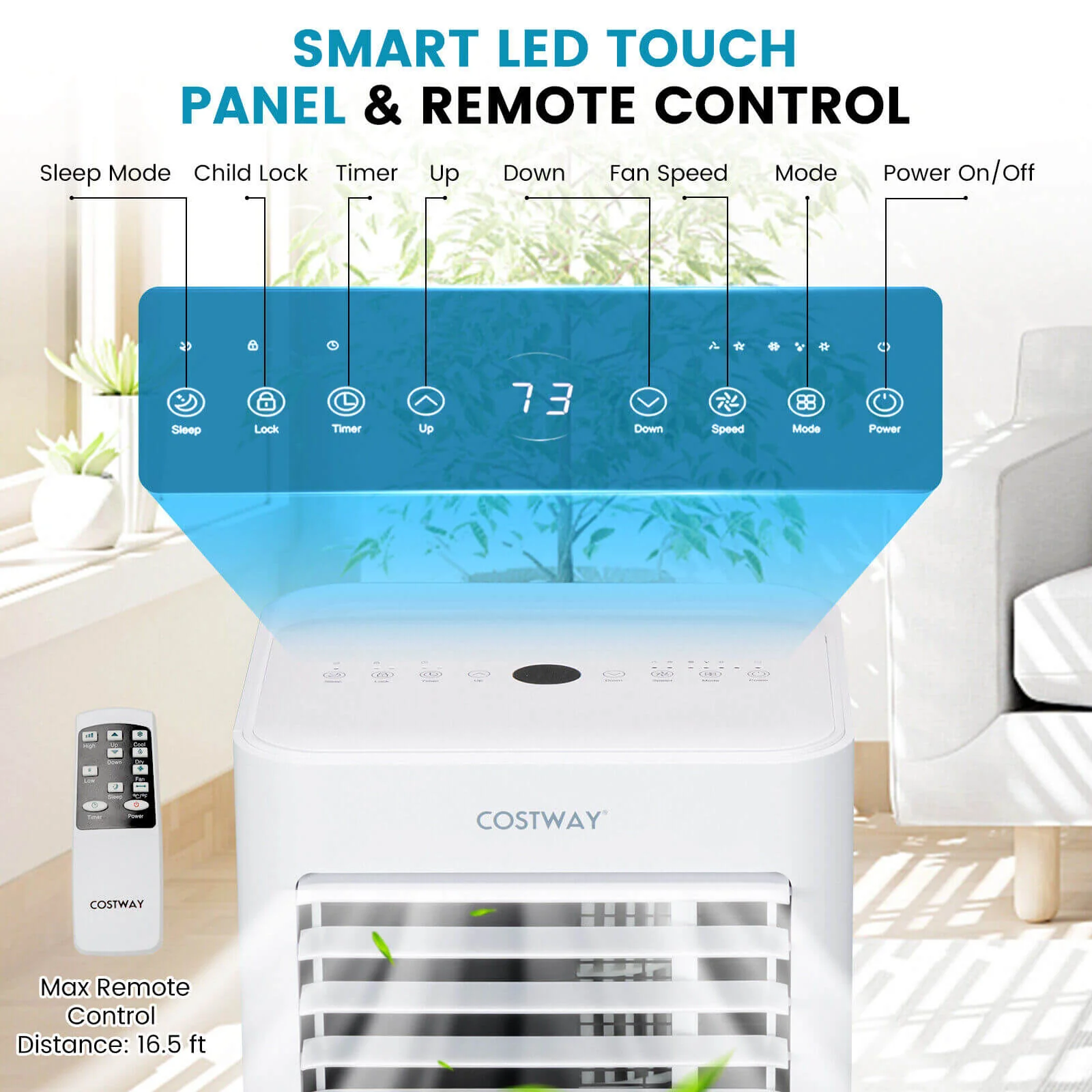 10000 BTU 4-in-1 Portable Air Conditioner with Dehumidifier and Sleep Mode - Image 11