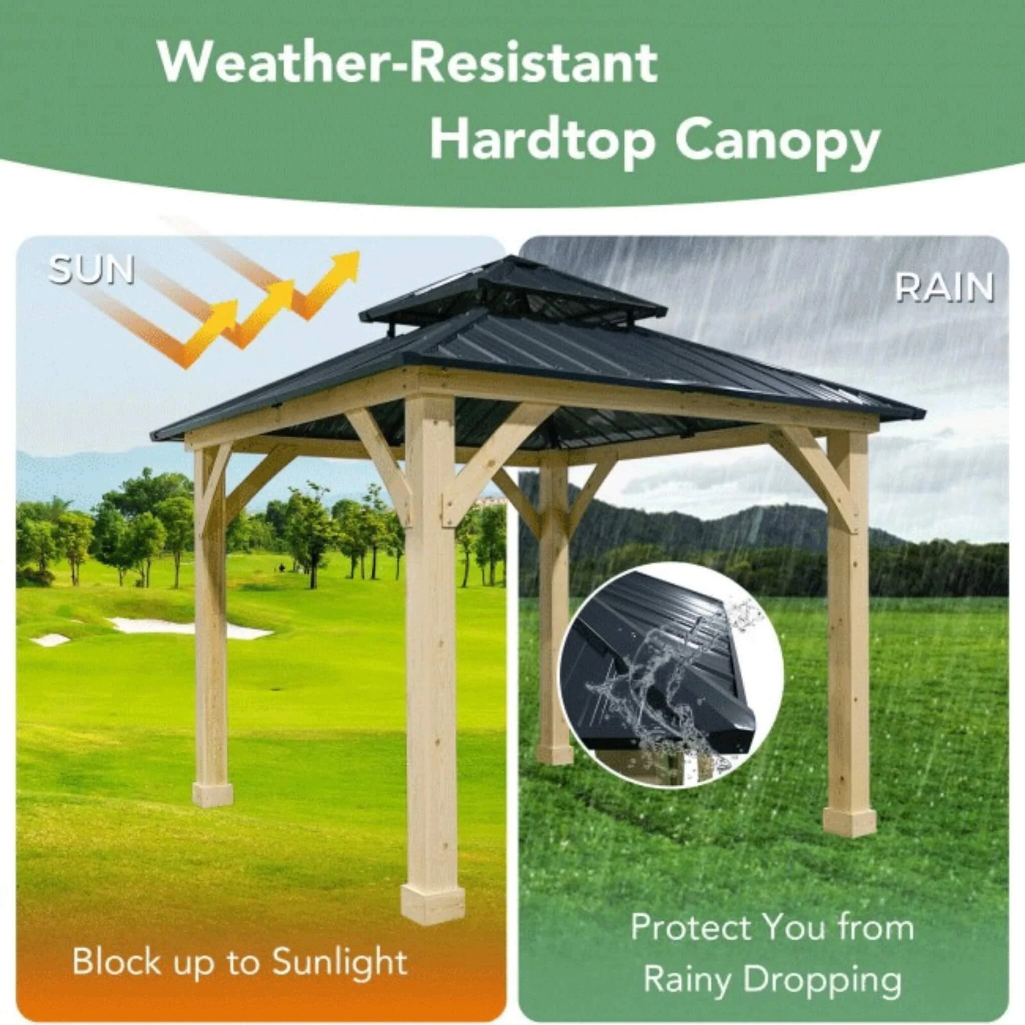10' x 10' Premium Outdoor Patio Hardtop Gazebo with Double Steel Roof - Image 10