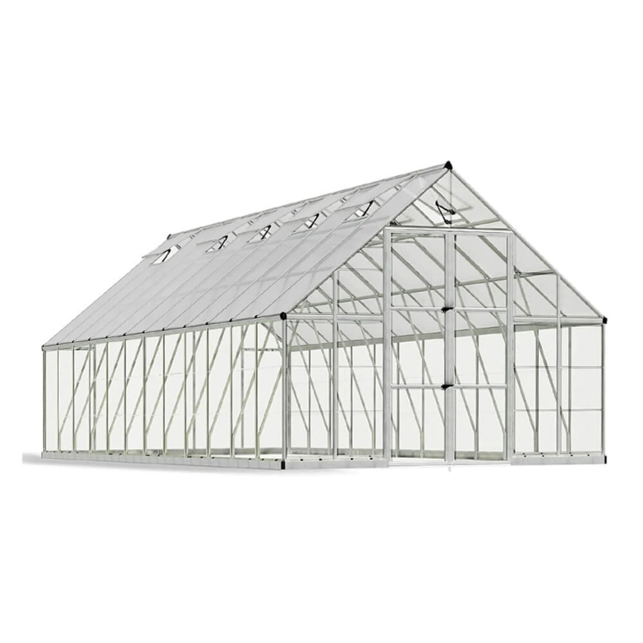 10' x 24' FT Premium Heavy-Duty Polycarbonate Walk-In Greenhouse W/ Aluminum Frame & Built-In Gutter System