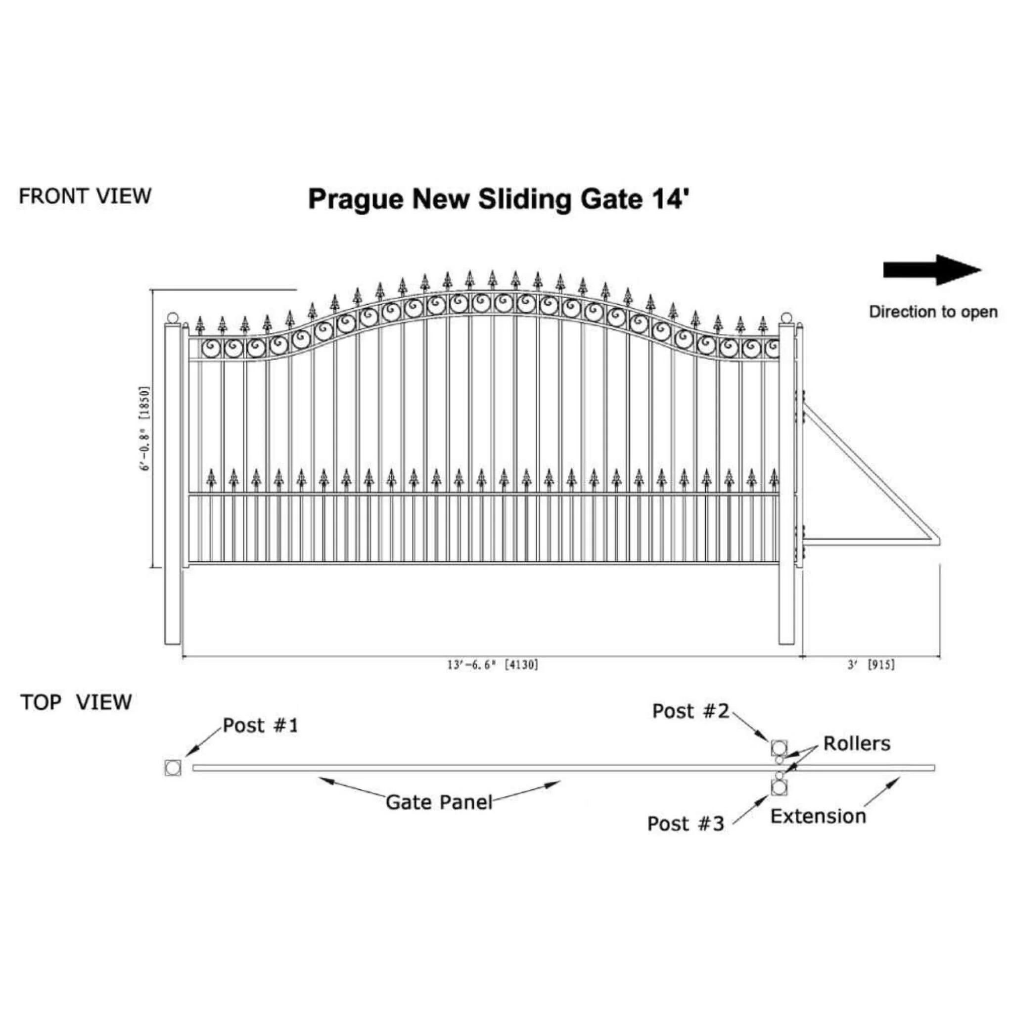 12FT - 18FT Heavy-Duty Prague-Style Premium Steel Sliding Driveway Gate - Image 13