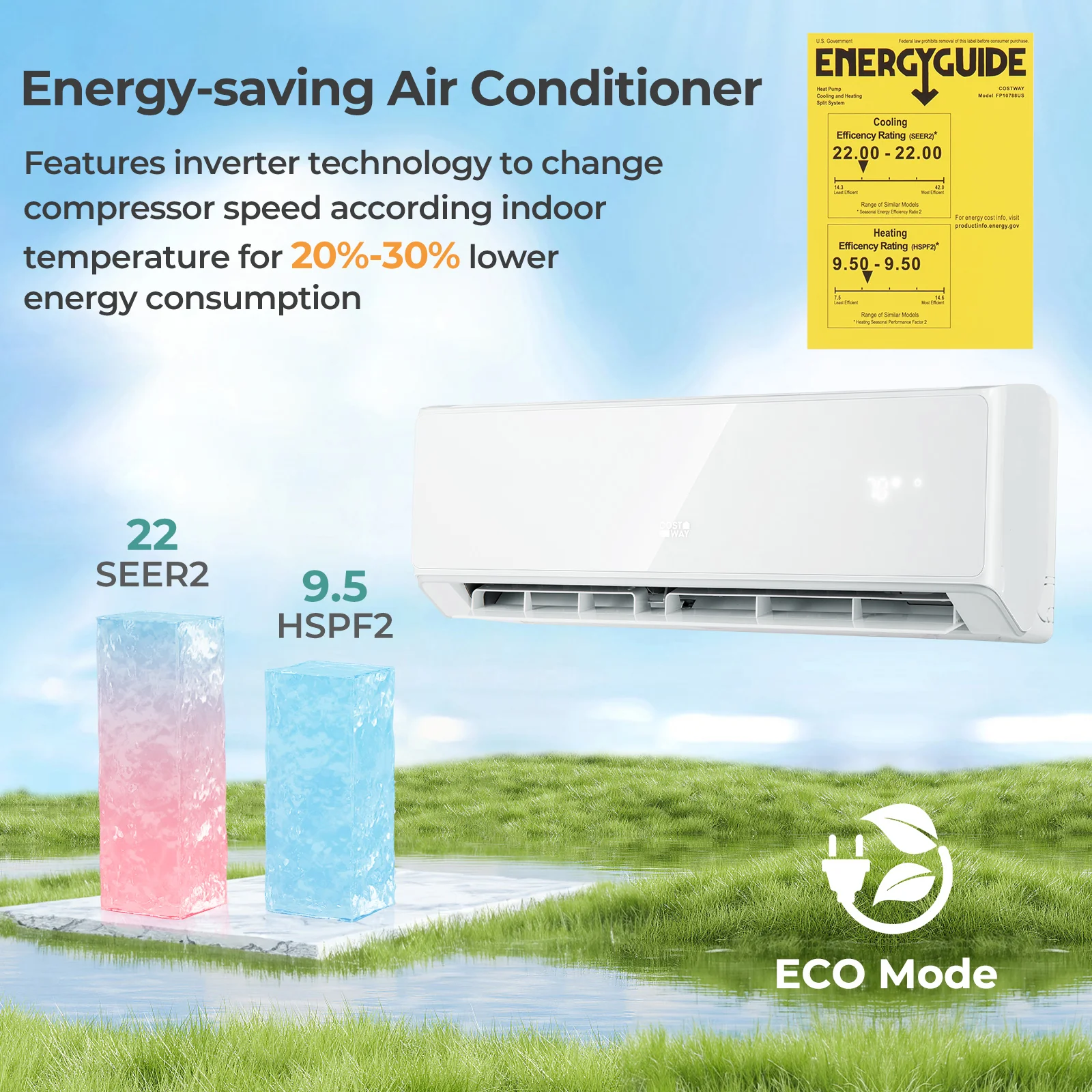 12000 BTU 22 SEER2 208-230V Wifi Enabled Mini Split Air Conditioner and Heater White - Image 3