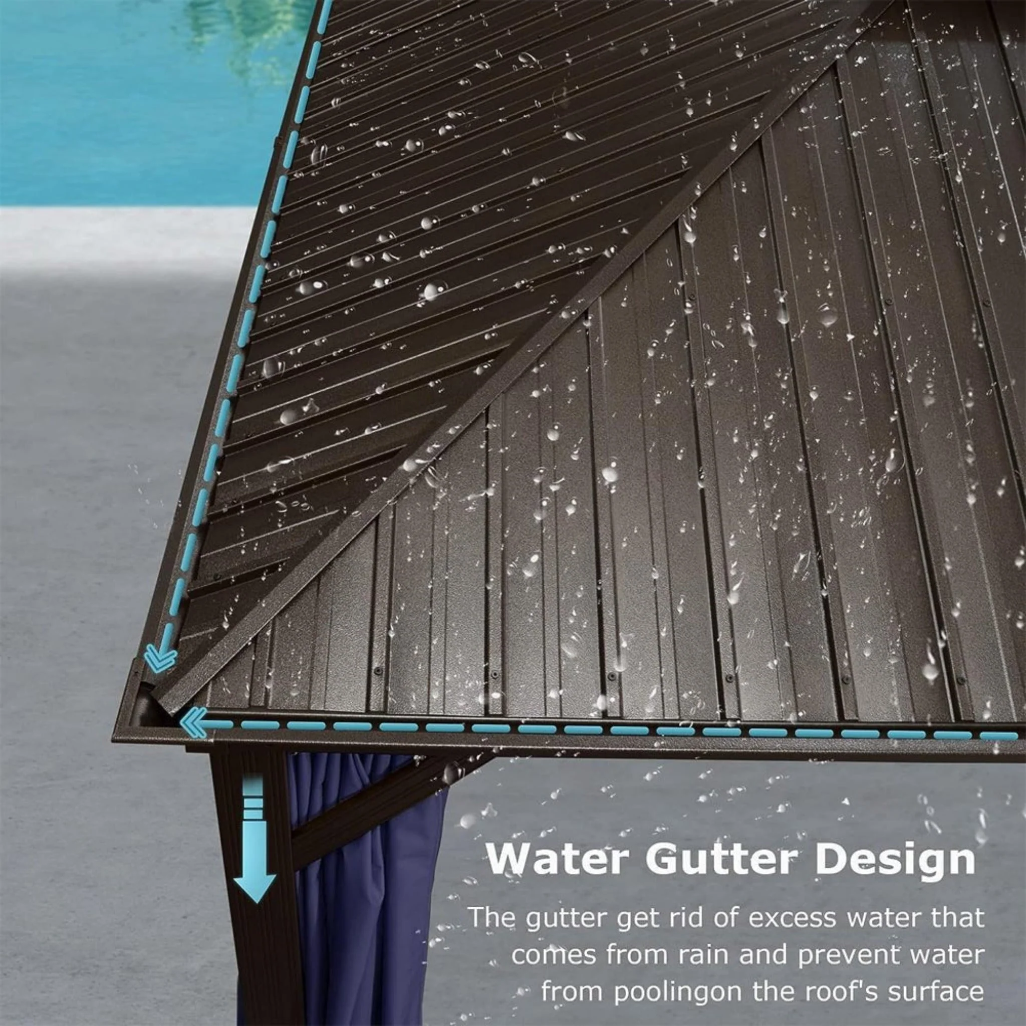 12' x 20' FT Heavy-Duty Outdoor Backyard Hardtop Gazebo With Netting And Curtains - Image 3