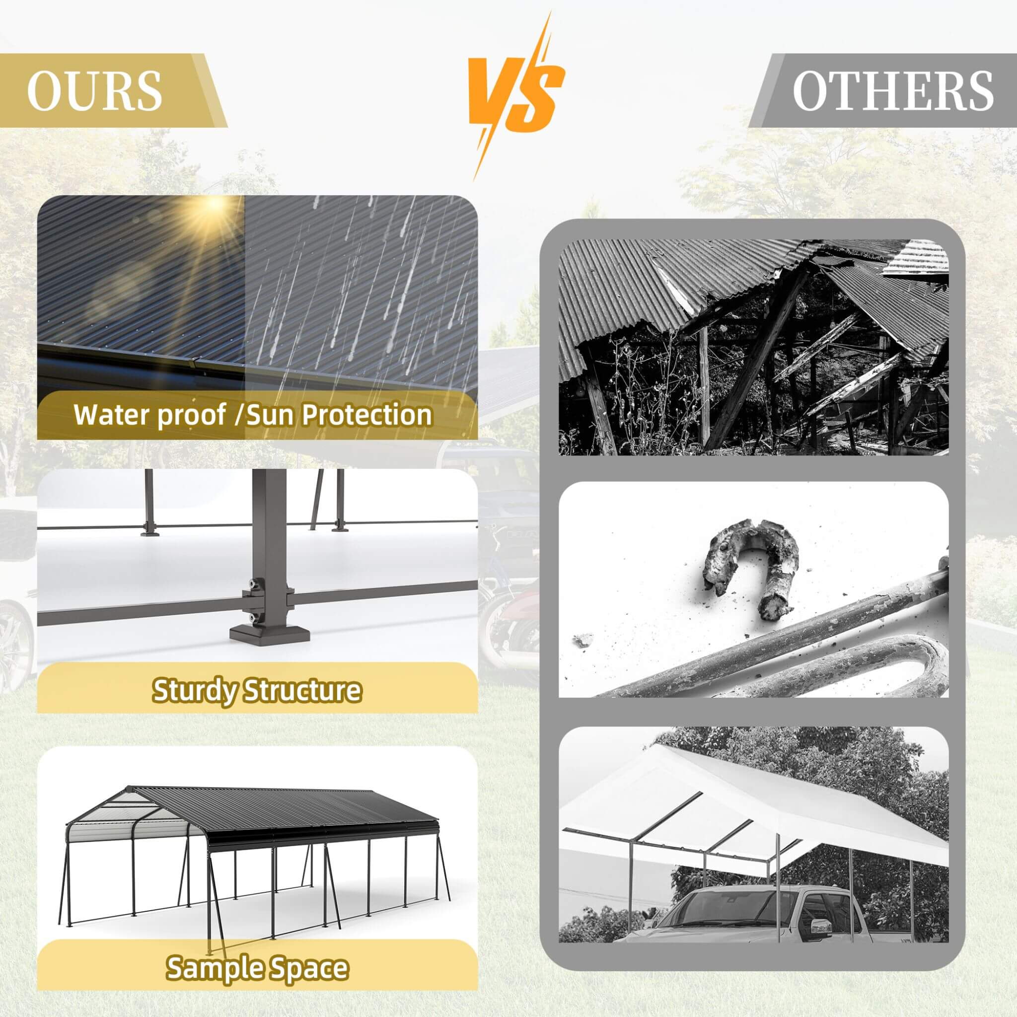 13' x 26' FT Alora Heavy-Duty Weather-Resistant Outdoor Carport With Protective Film - Image 8