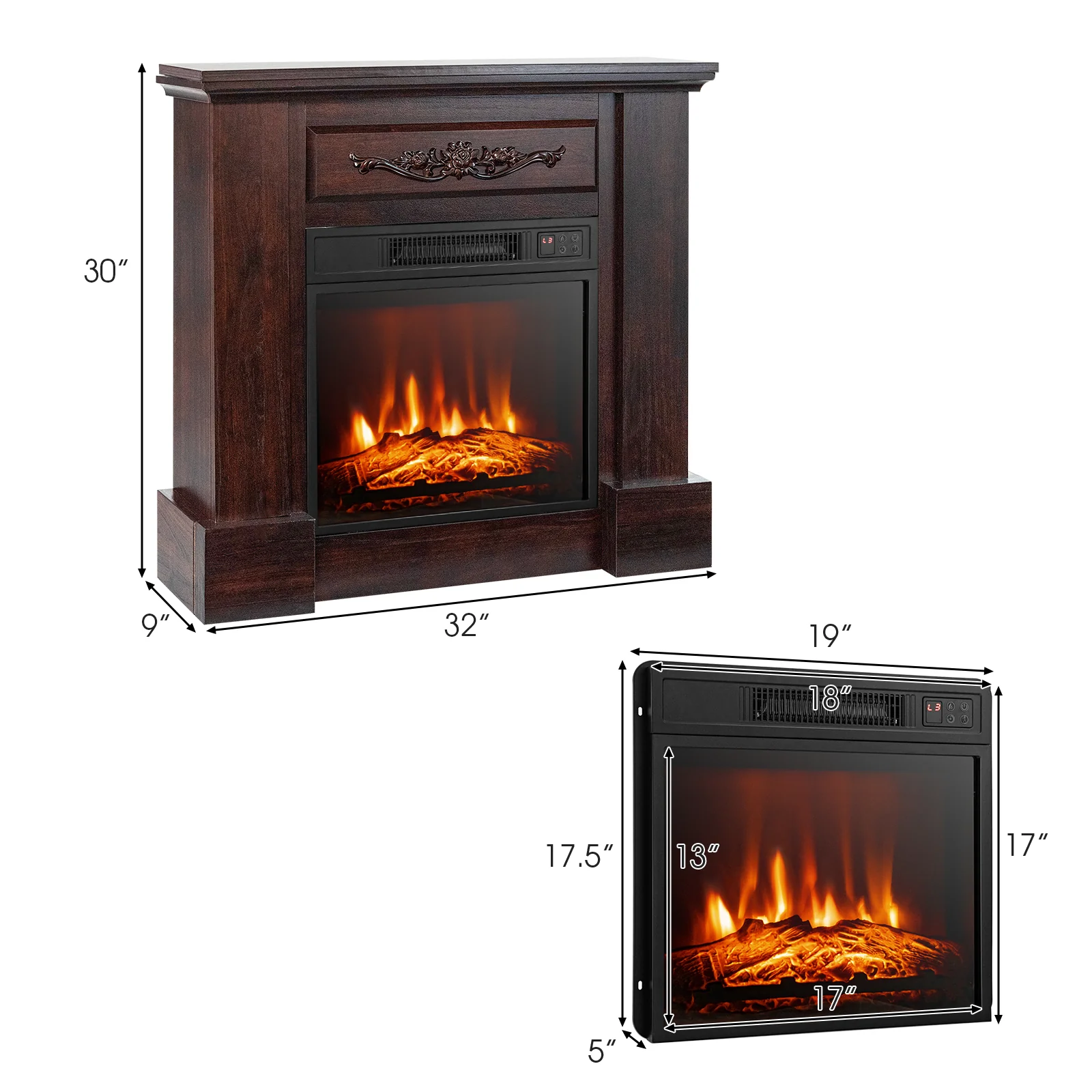 1400W TV Stand Electric Fireplace Mantel with Remote Control - Image 4
