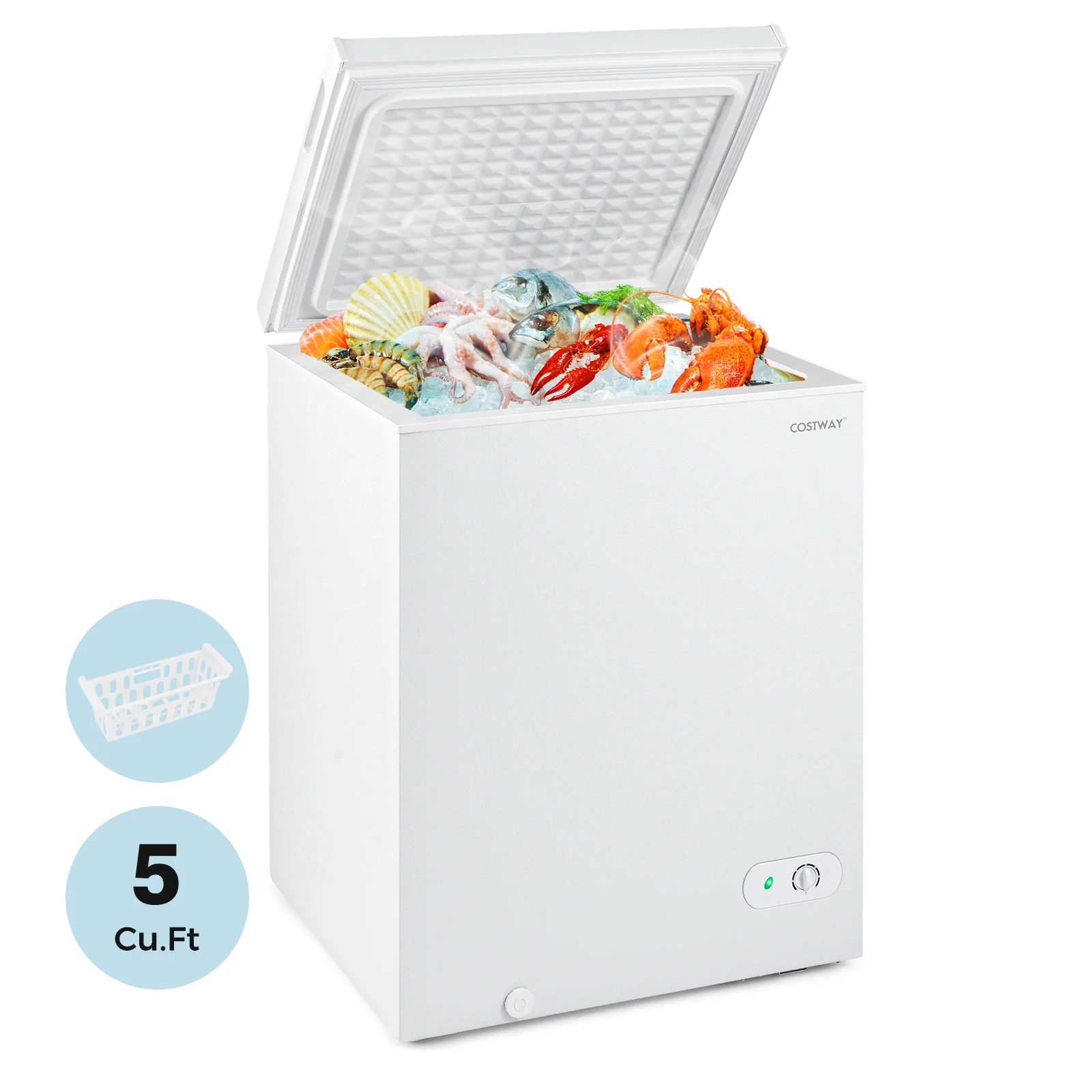 5 CU. FT. - 141 L Compact Chest Freezer with 7-Gear Adjustable Temperature - Image 3