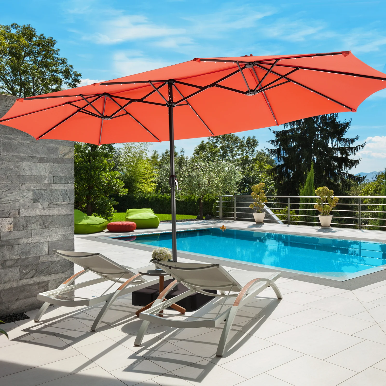 15 Feet Double-Sided Patio Umbrella with 48 LED Lights - Image 20