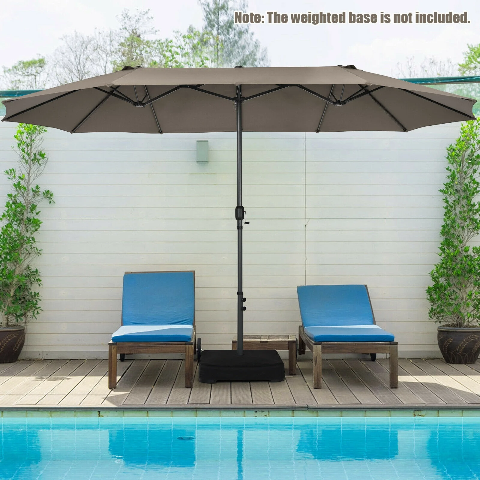 15 Feet Patio Double-Sided Umbrella with Hand-Crank System - Image 15