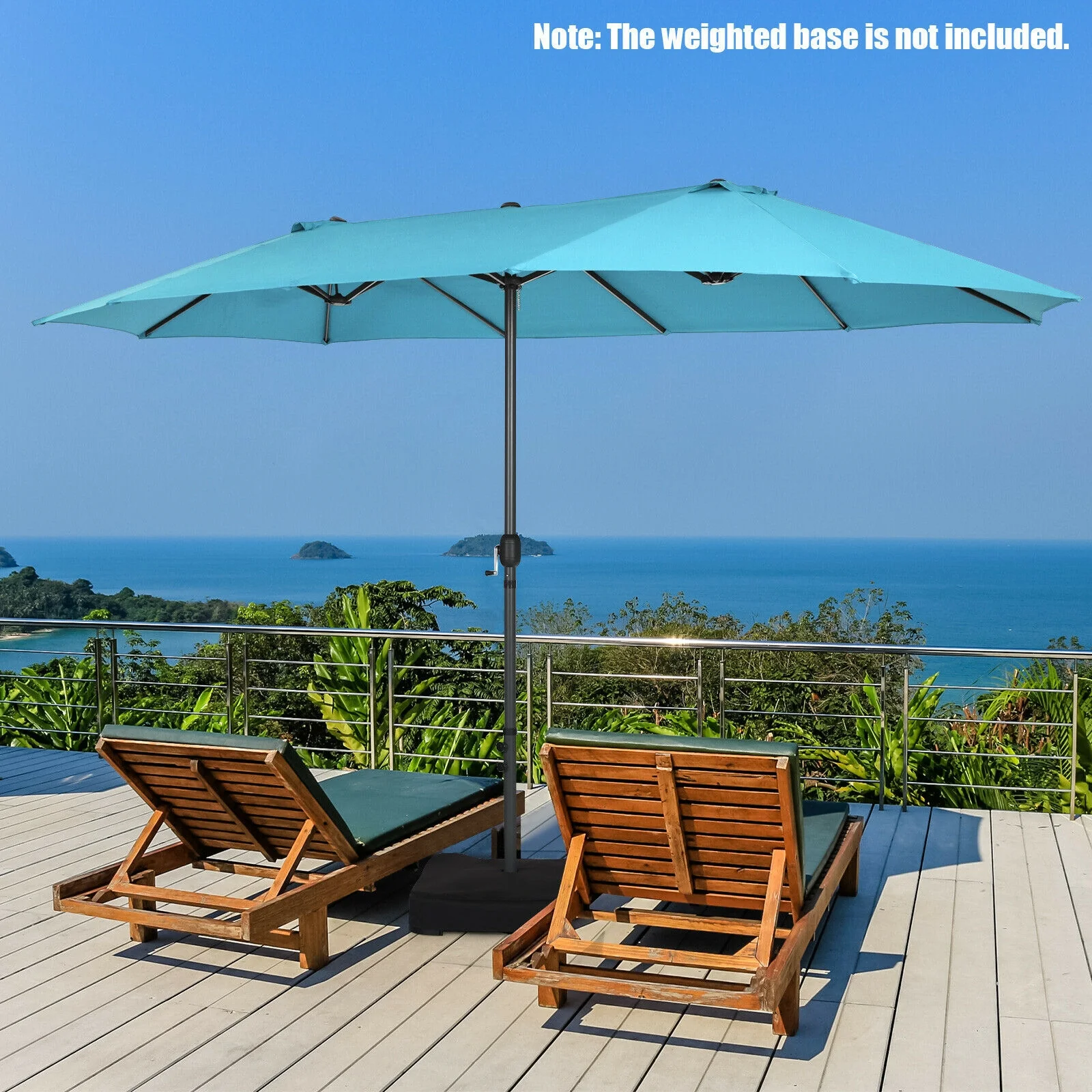 15 Feet Patio Double-Sided Umbrella with Hand-Crank System - Image 34