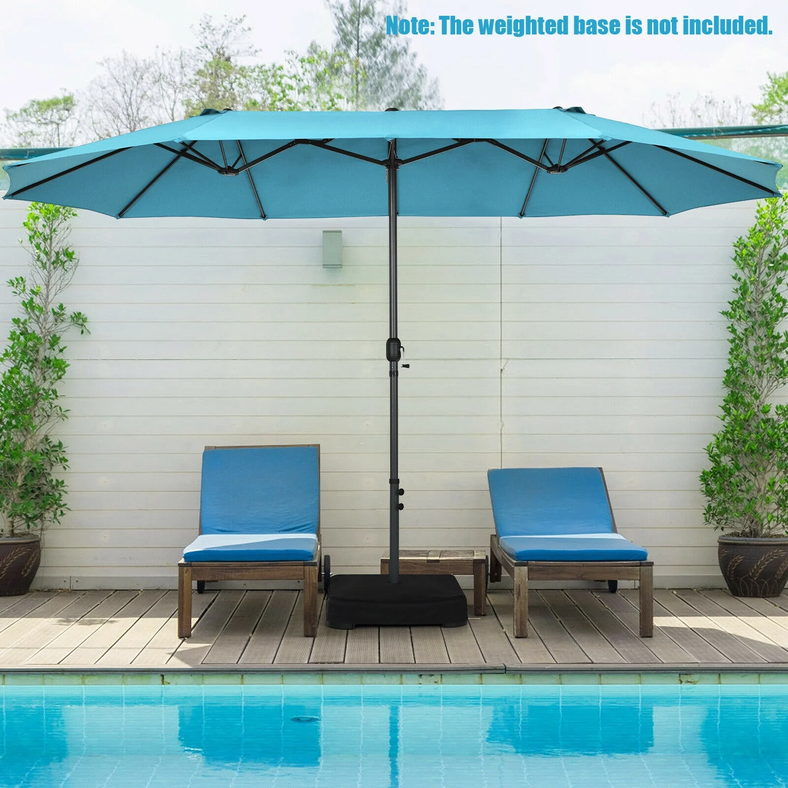15 Feet Patio Double-Sided Umbrella with Hand-Crank System - Image 35
