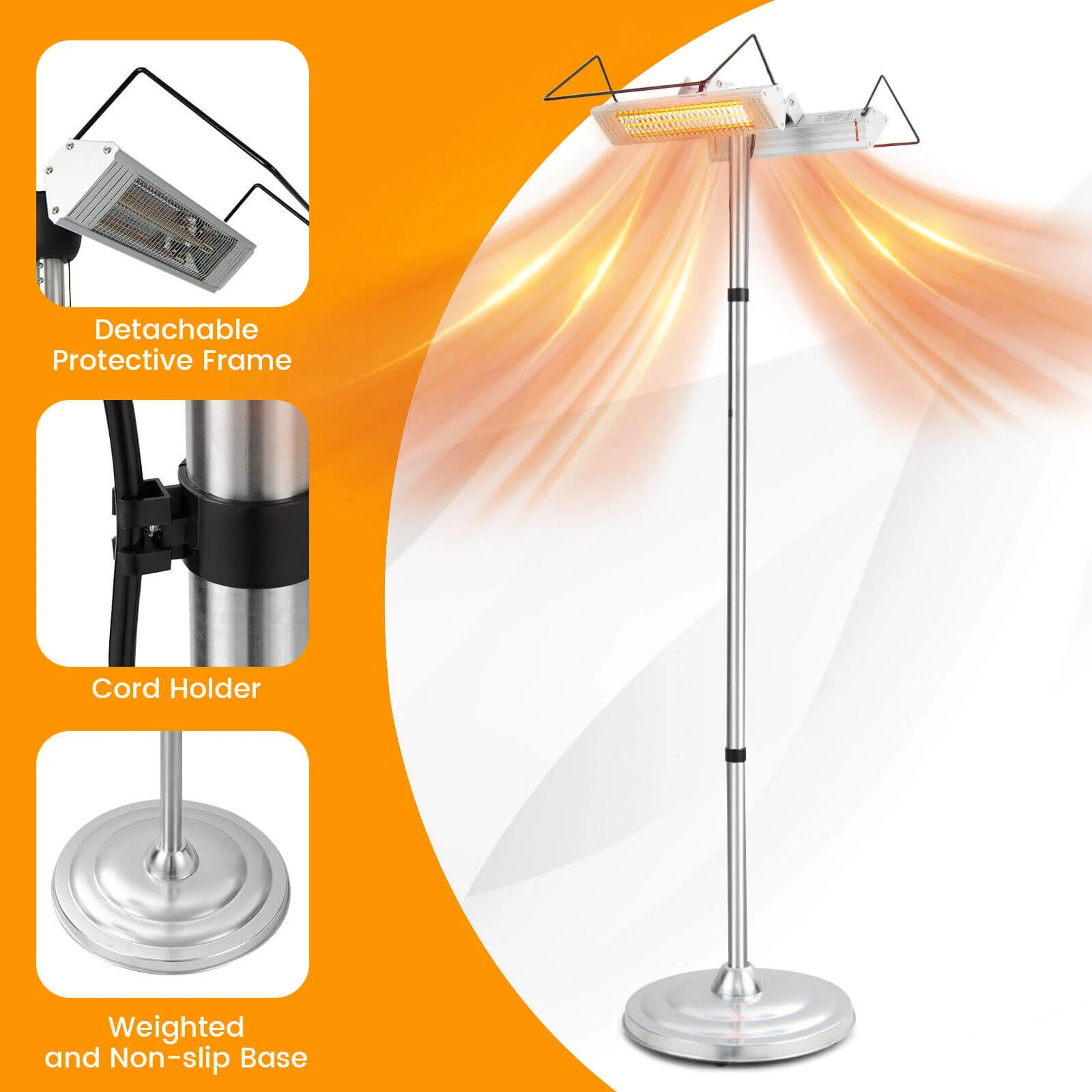 1500W Standing Electric Heater with Double-sided Heating - Image 6