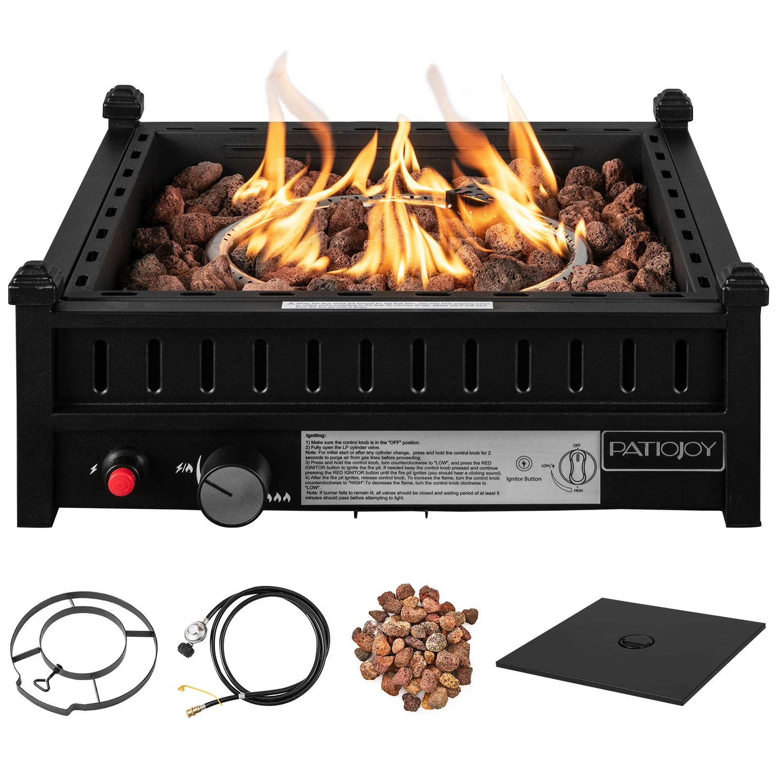 16.5 Inch Tabletop Propane Fire Pit with Simple Ignition System-Black - Image 6