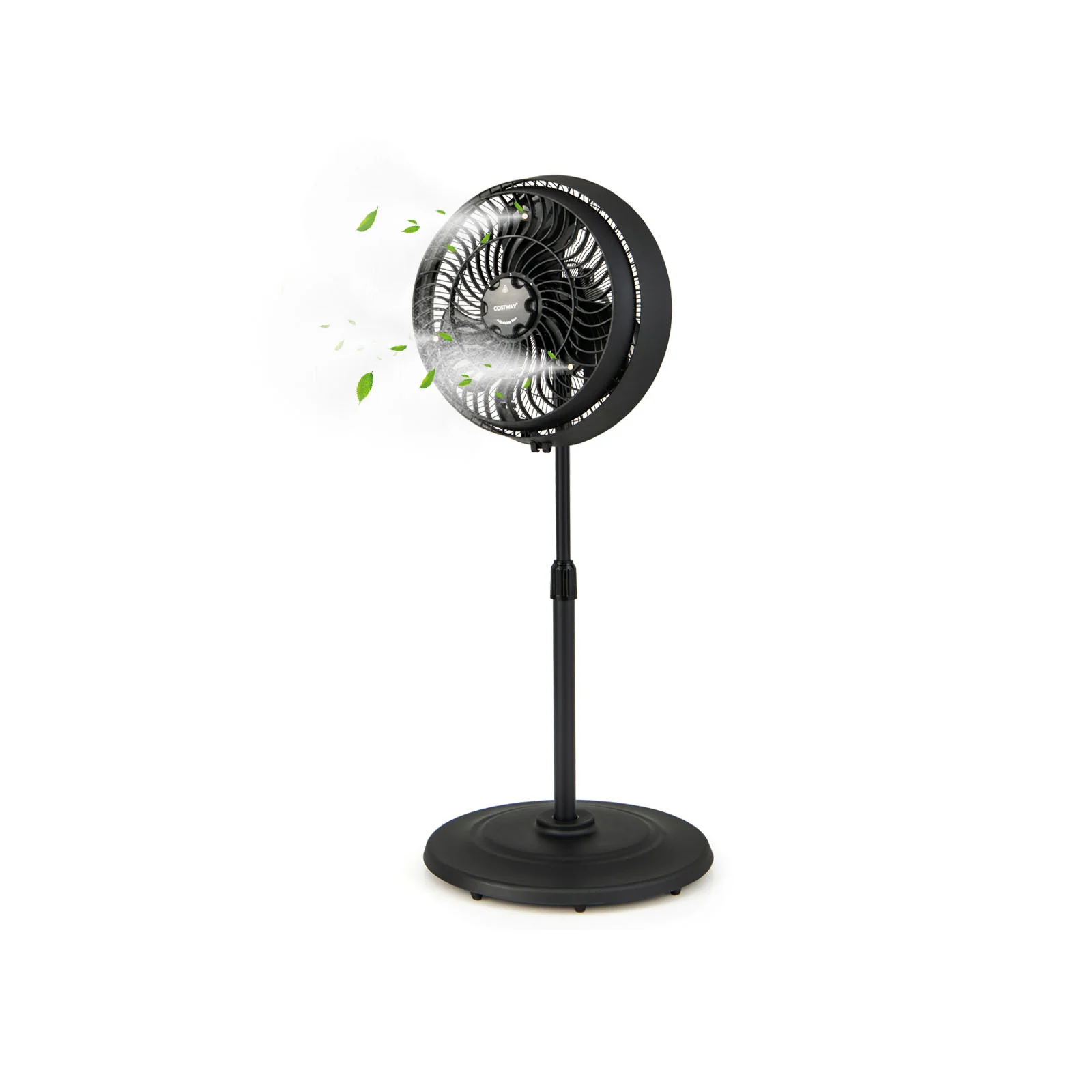 16 Inch Outdoor Misting Fan Oscillating Pedestal Fan with 3 Mist Levels-Black - Image 3