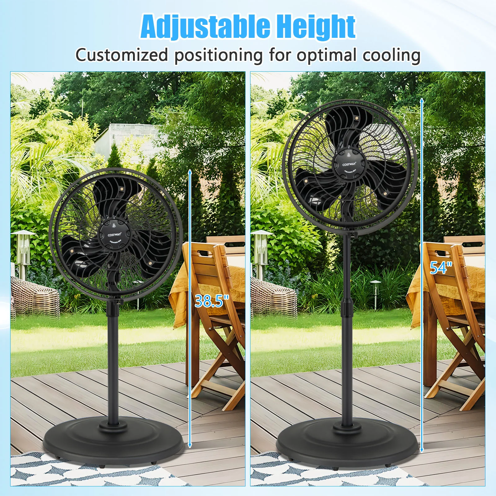 16 Inch Outdoor Misting Fan Oscillating Pedestal Fan with 3 Mist Levels-Black - Image 8