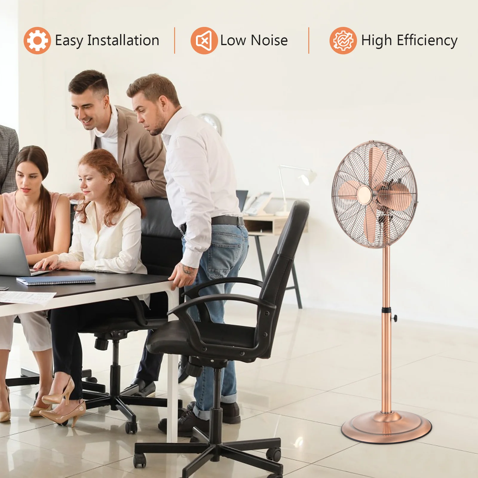 16 Inch Pedestal Standing Fan Oscillating Pedestal Fan with 3 Speeds and Adjustable Height