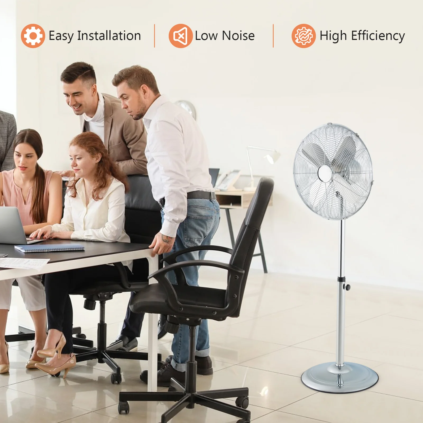 16 Inch Pedestal Standing Fan Oscillating Pedestal Fan with 3 Speeds and Adjustable Height - Image 11