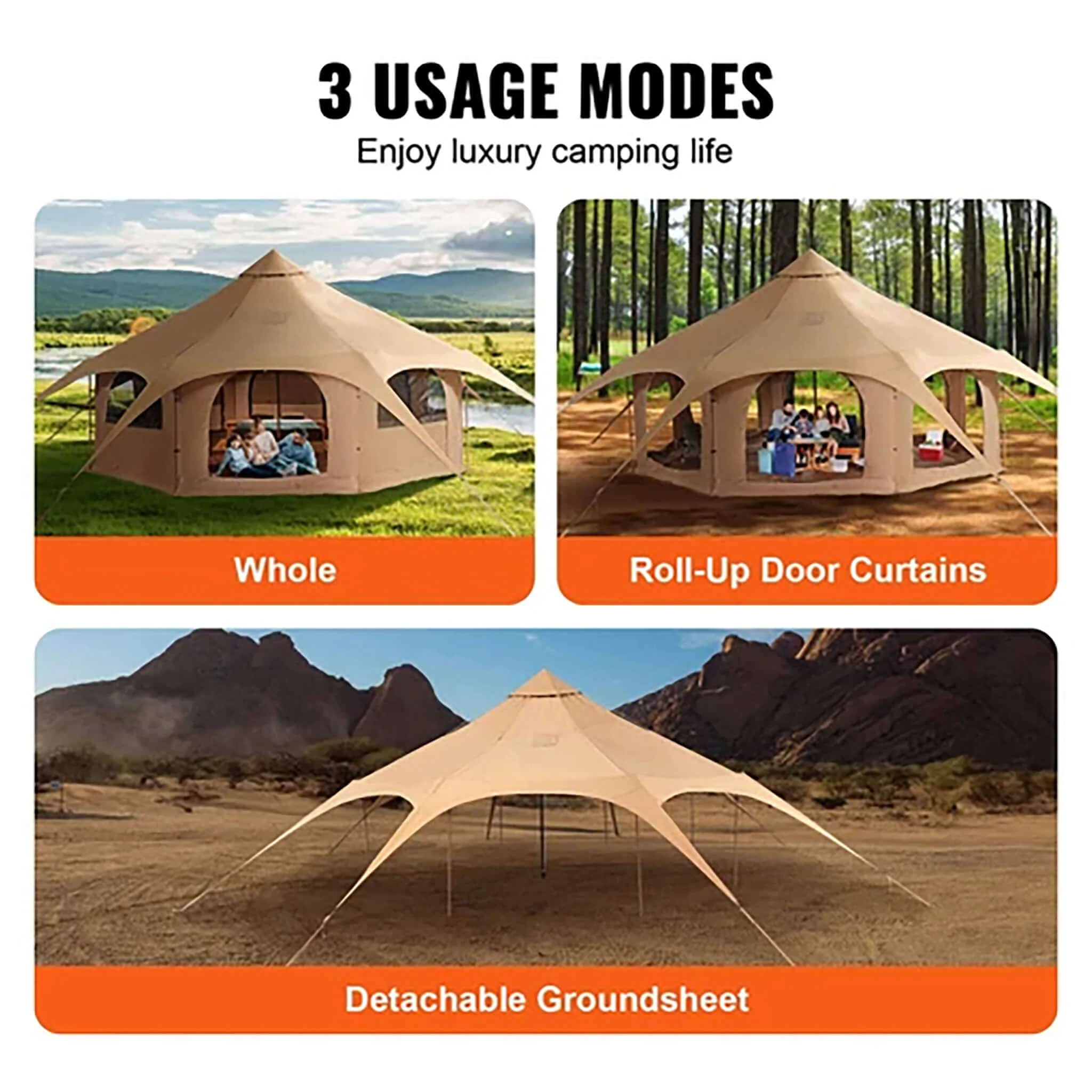 16FT Large Premium 4-Season 8-Person Bell Yurt Tent With Stove Jack - Image 8