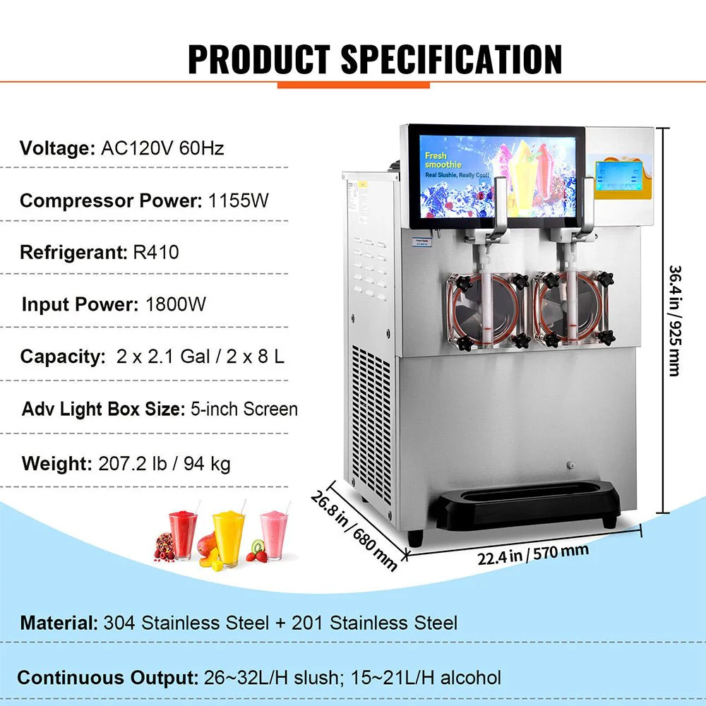 16L Commercial Double Frozen Margarita Ice Slushie Drink Maker Machine 1155W - Image 10