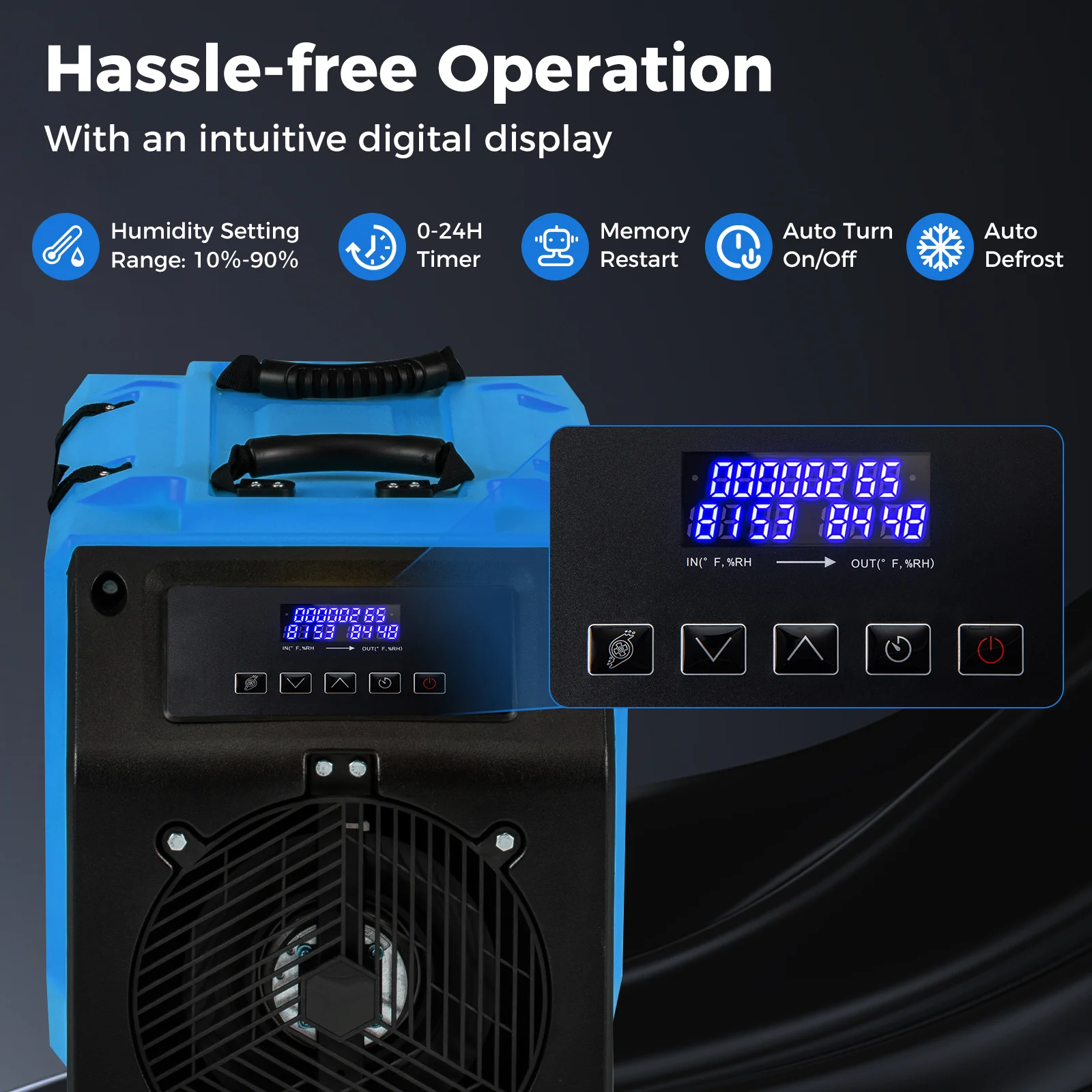 190 PPD Commercial Dehumidifier with Pump and 2 Wheels - Image 8