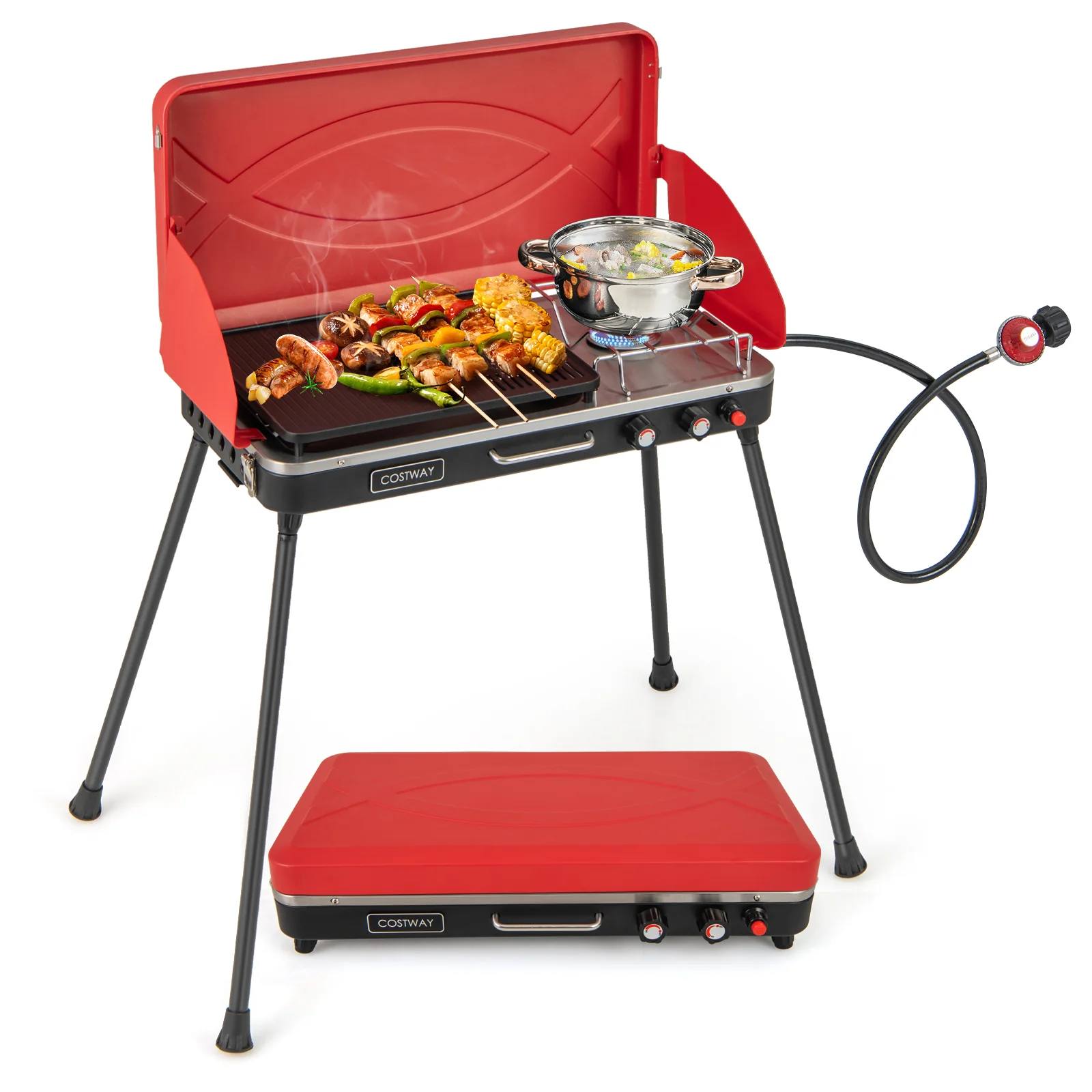 2-in-1 Gas Camping Grill and Stove with 4 Detachable Legs - Image 3