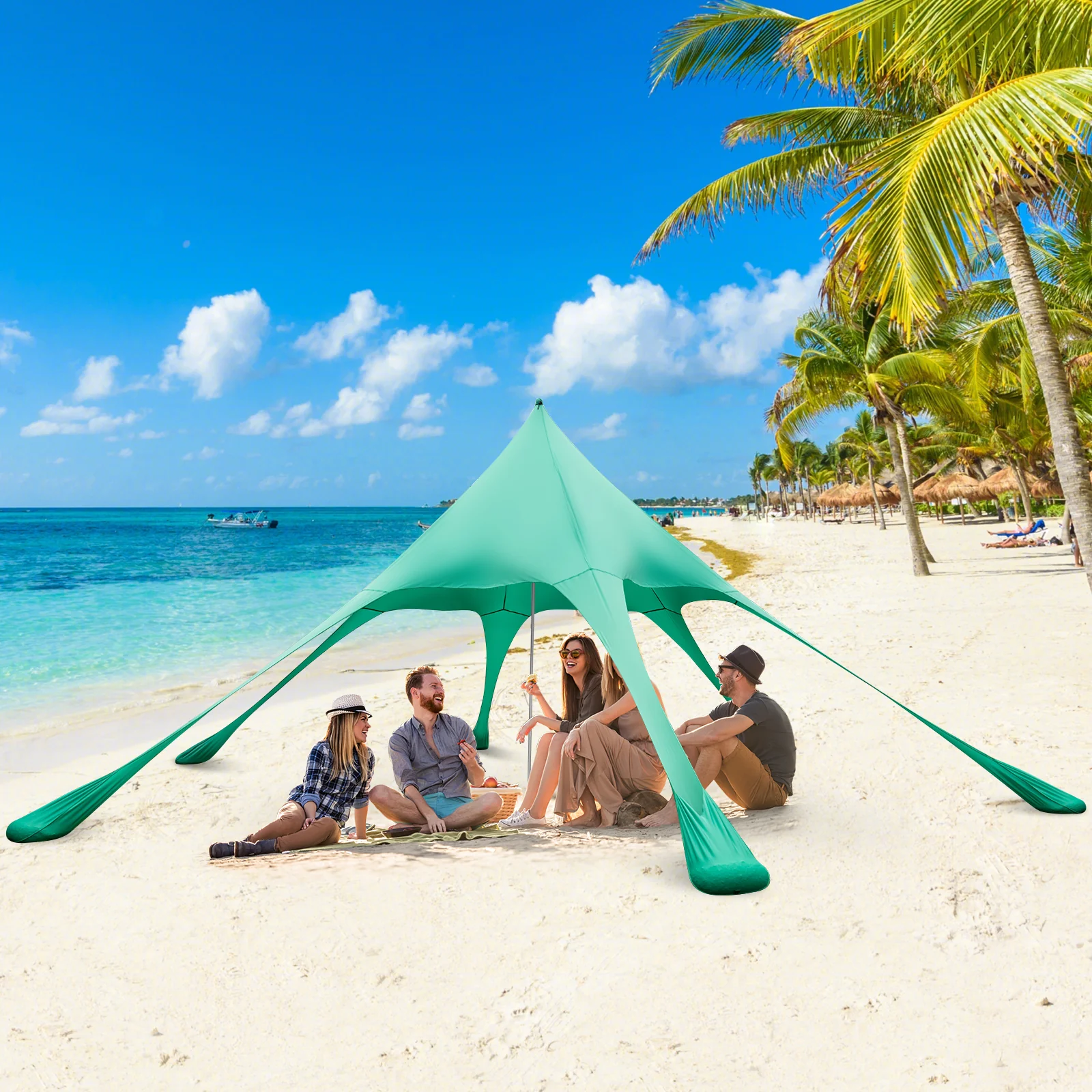20 x 20 Feet Beach Canopy Tent with UPF50+ Sun Protection and Shovel - Image 11