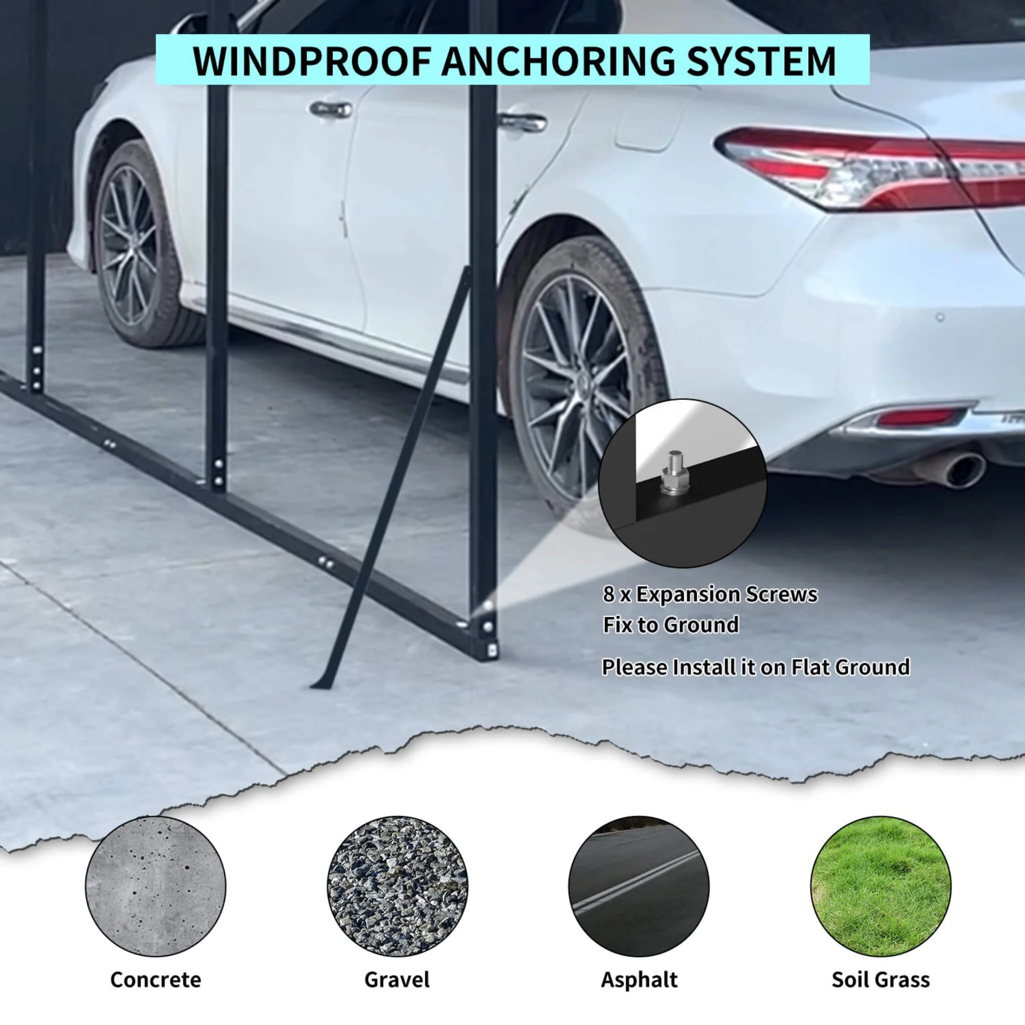 20' x 20' FT Alora Extra Large Heavy-Duty Outdoor Metal Carport With Galvanized Steel Roof - Image 5
