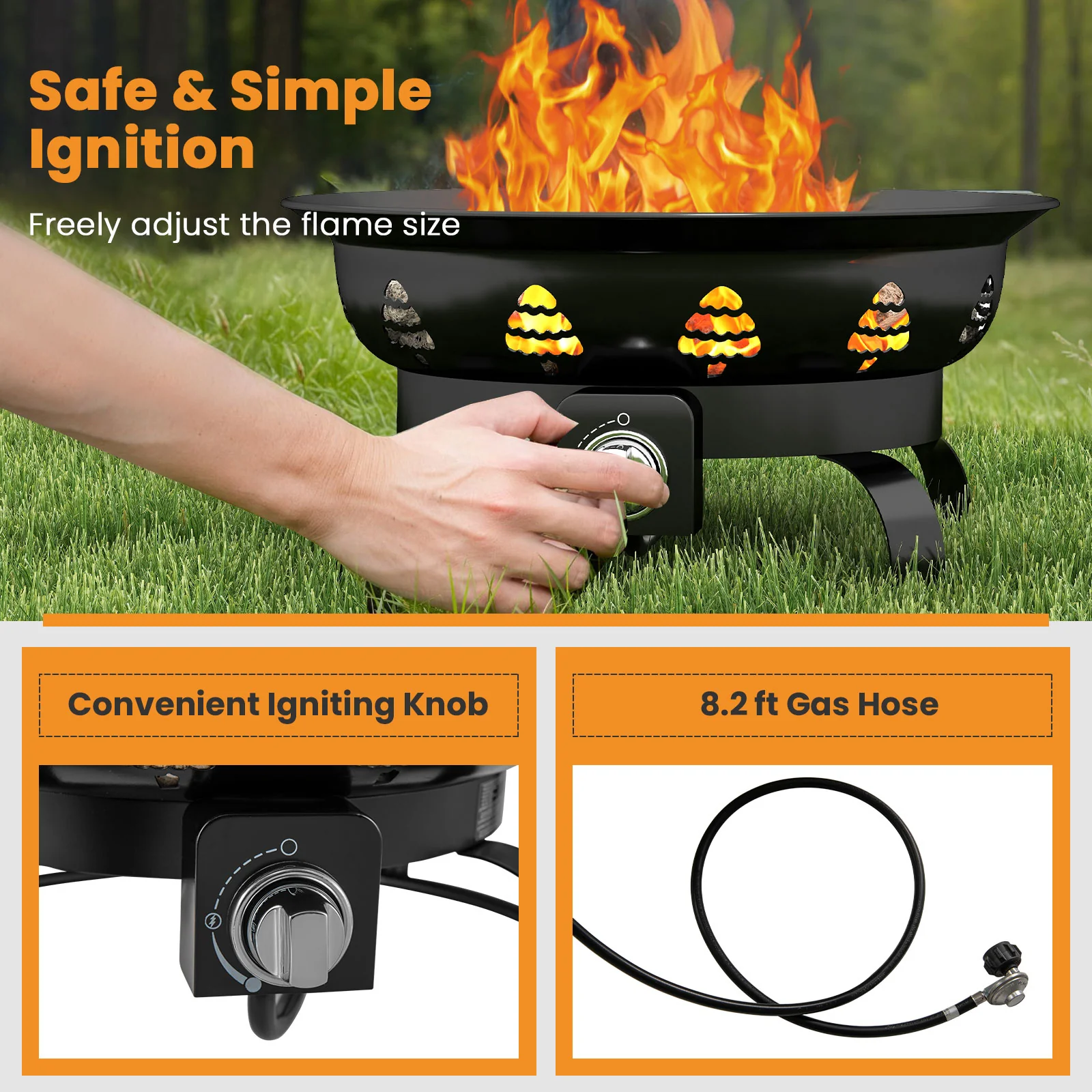 21 Inch Diameter Propane Gas Fire Pit Patio Portable Fire Bowl - Image 6