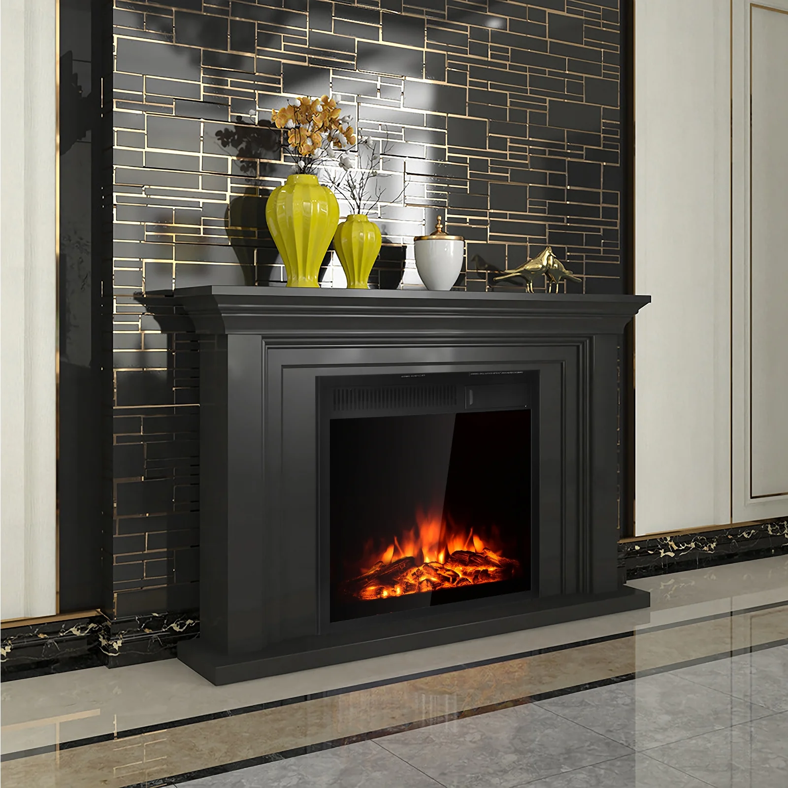 22.5" Electric Fireplace Insert Freestanding and Recessed Heater - Image 2