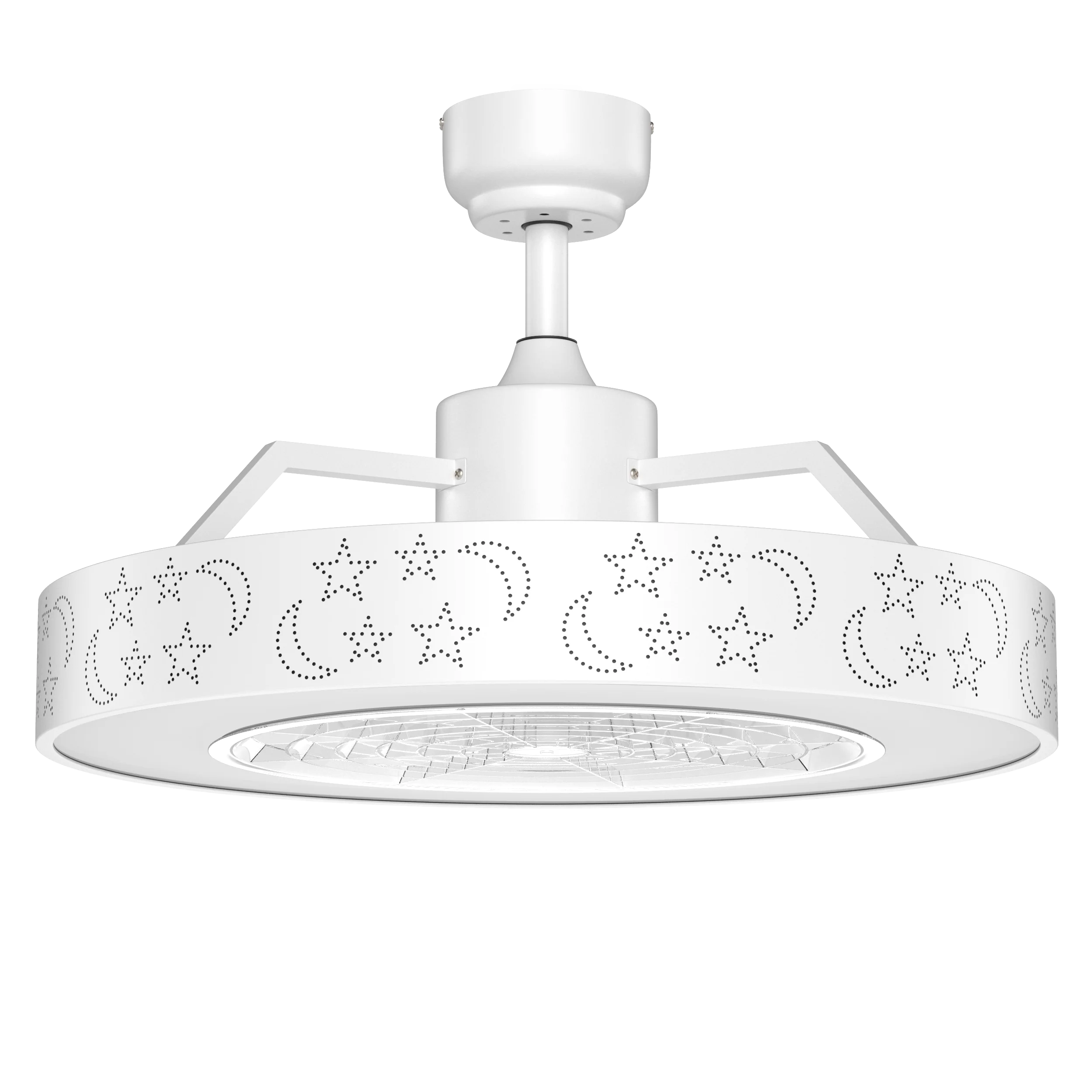 23 Inch Ceiling Fan with LED Light and Remote Control-White - Image 3