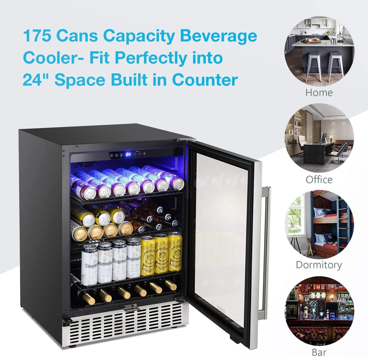 24 Inch Metal Shelves Built-in Wine Cooler Fridge - Image 5