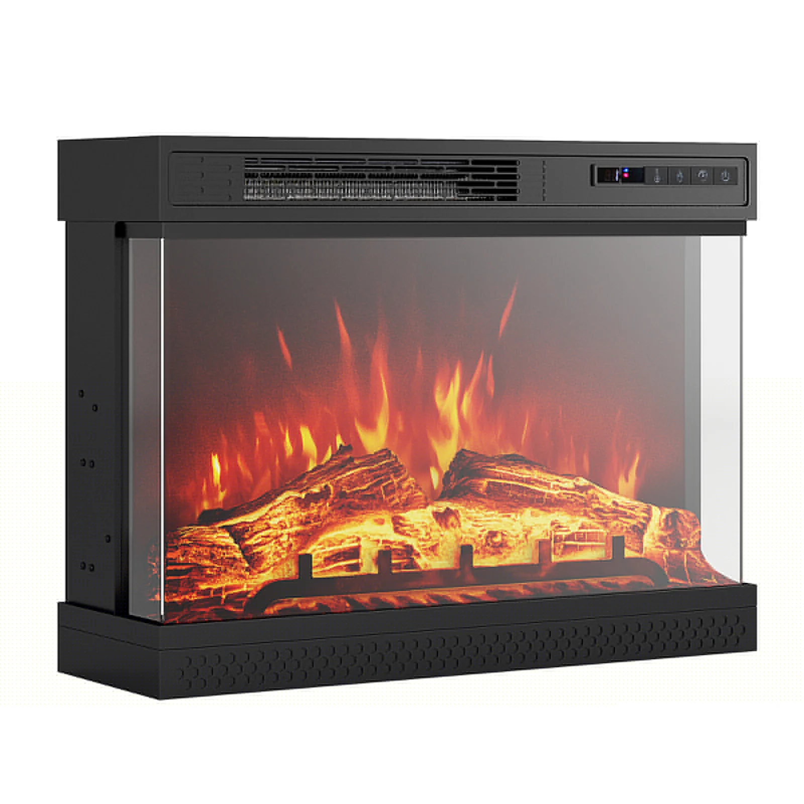 24" 3-Sided Glass Electric Fireplace Heater with Remote Control - Image 4